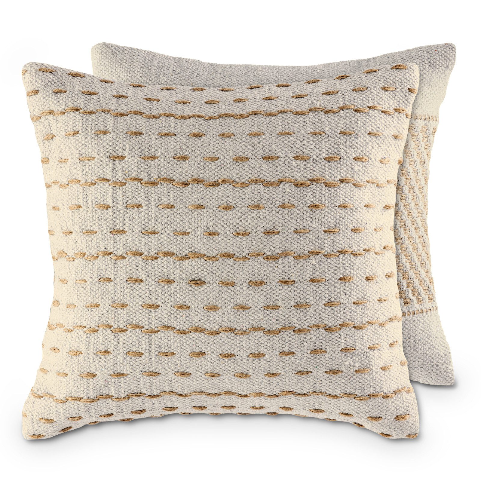 Amagohome Dekokissen Sofakissen 40x40cm 2er Set Dekokissen Zierkissen Baumwolle u. Jute nat