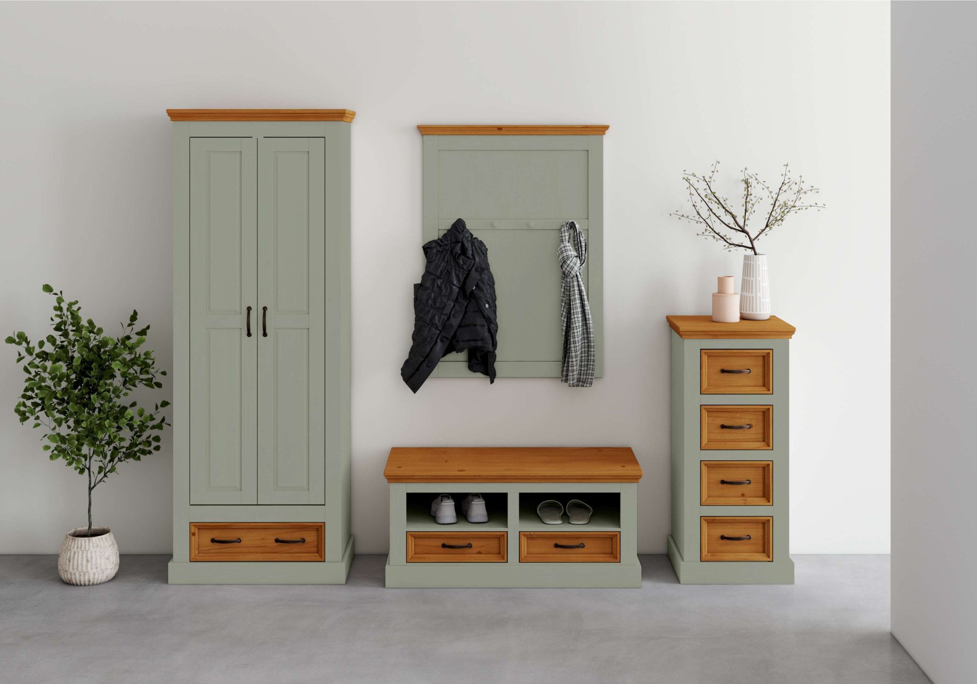 OTTO home Garderobenpaneel Selma, aus massivem Kiefernholz, Höhe 105 cm, Br günstig online kaufen