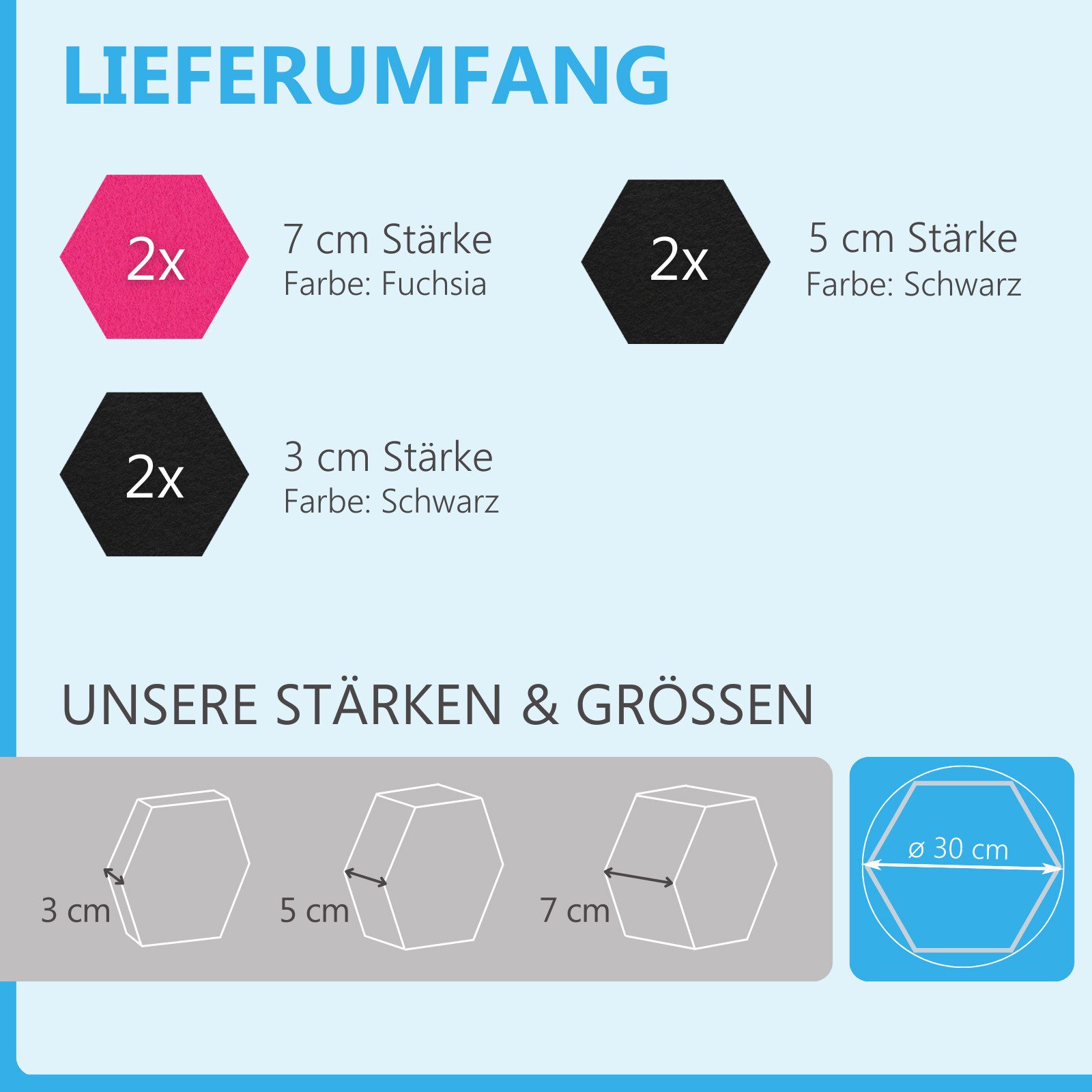 platino24 Akustikplatte 6 Absorber Wabenform aus Basotect ® G+ 3D-Effekt