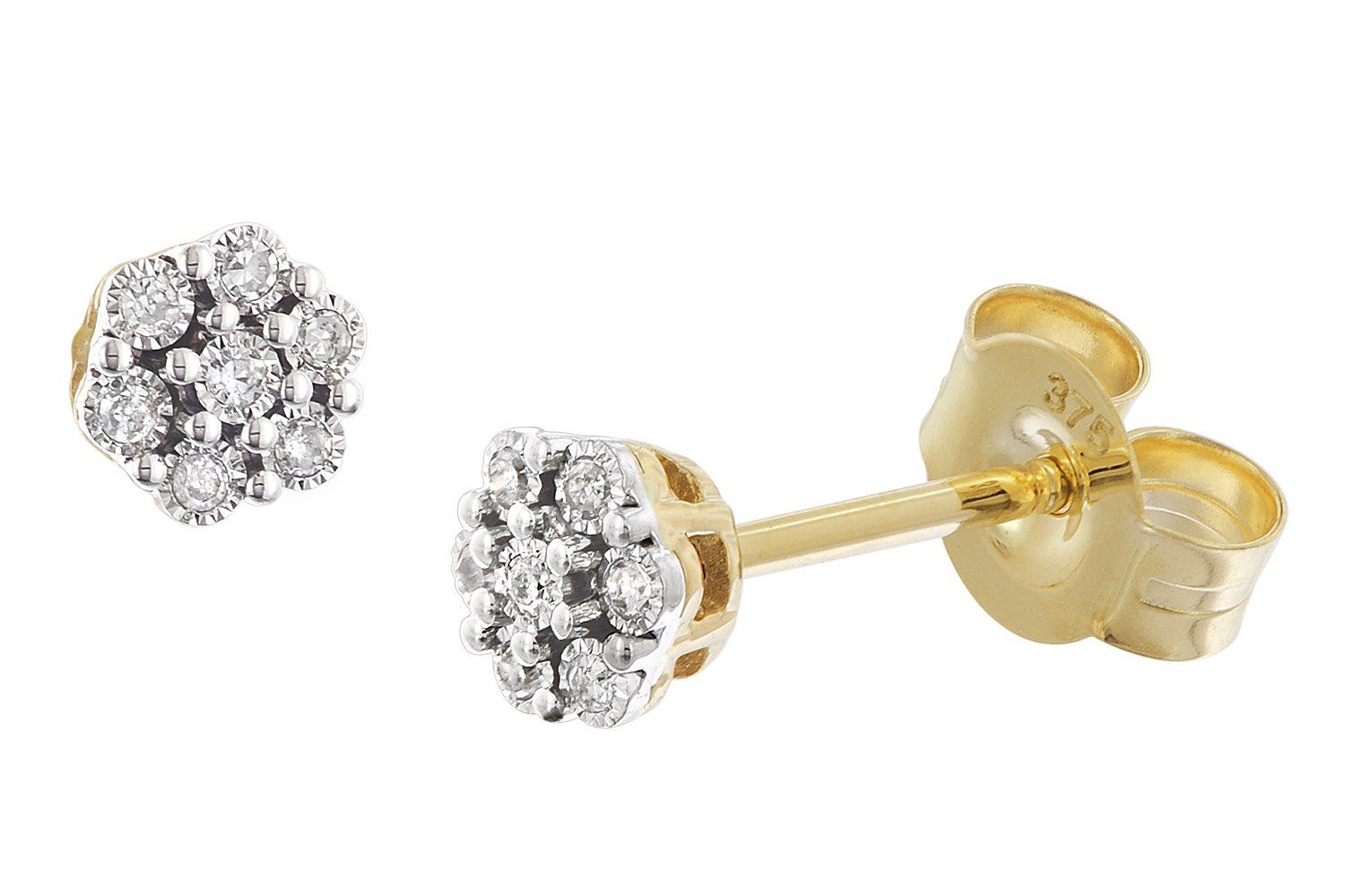 Glizz Paar Ohrstecker Damen-Mit Diamanten Gold 333/8K Blüten günstig online kaufen