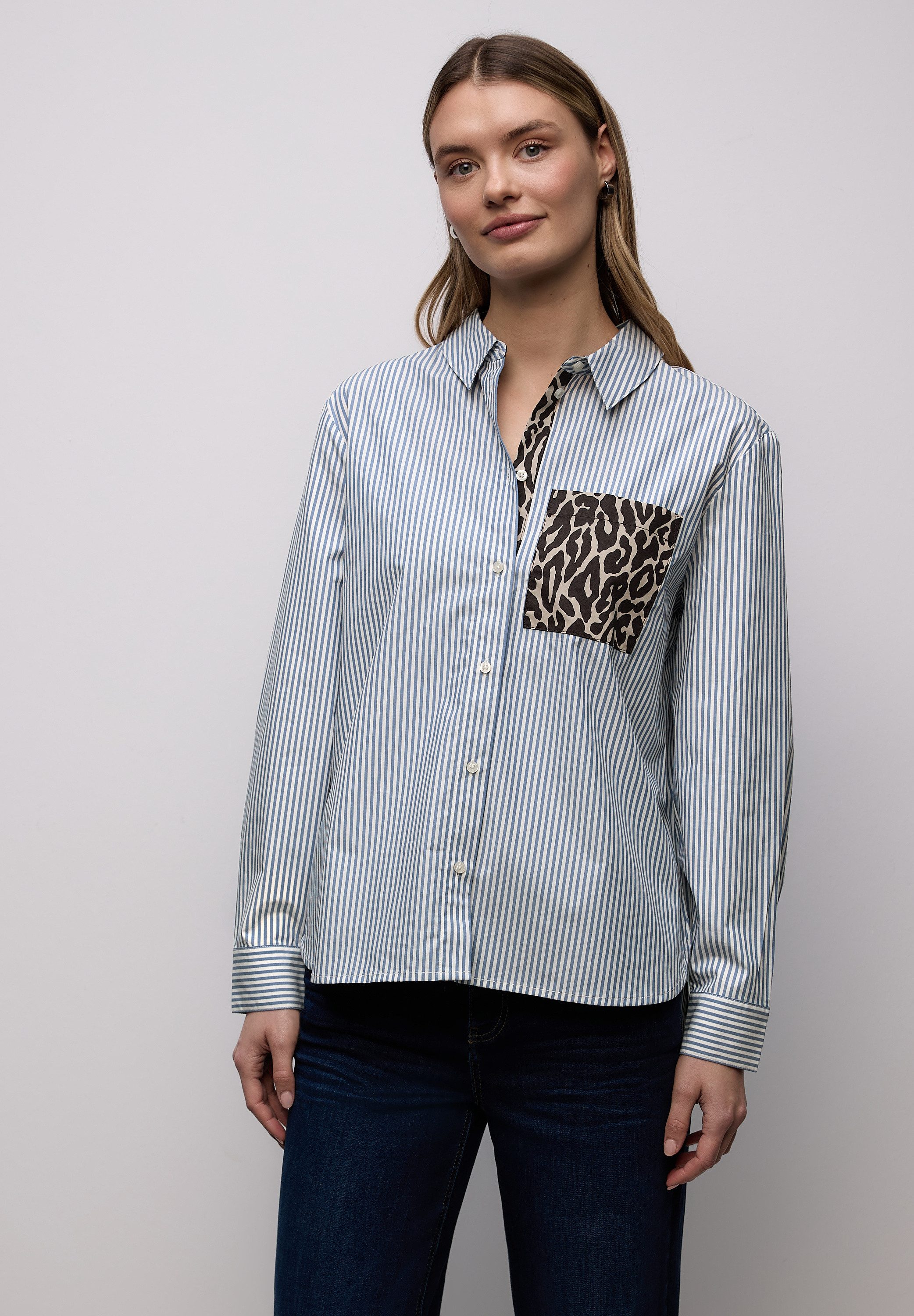 STREET ONE Langarmbluse aus reiner Baumwolle