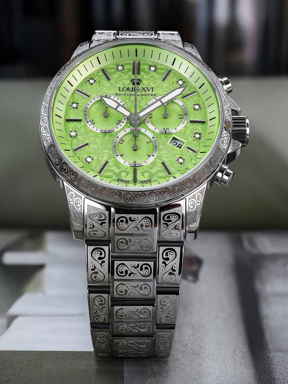 LOUIS XVI Quarzuhr Louis XVI LXVI1826 Herrenuhr Palais Royale 2.0 Diamond Chronograph 43m Louis XVI LXVI1826 Herrenuhr Palais Royale 2.0 Diamond Chronograph 43mm 10ATM