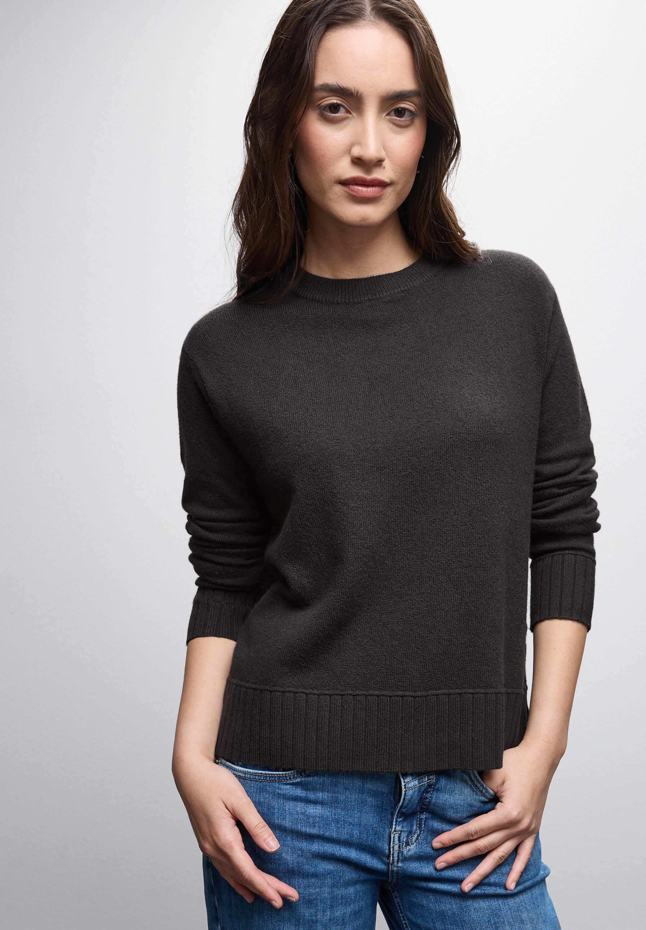STREET ONE Rundhalspullover mit Rippbündchen günstig online kaufen
