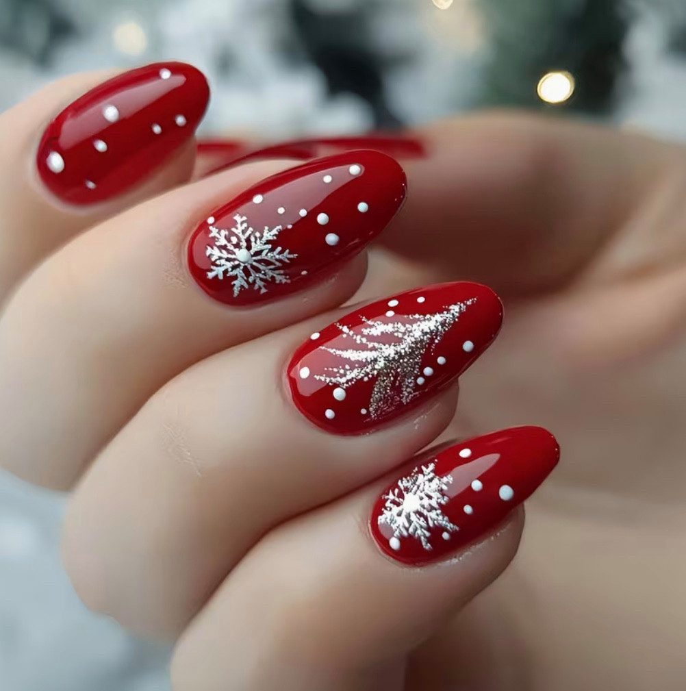 Samira Kunstfingernägel Weihnachtliche Kunstnägel, Leichte Anwendung, Spitzen Qualität