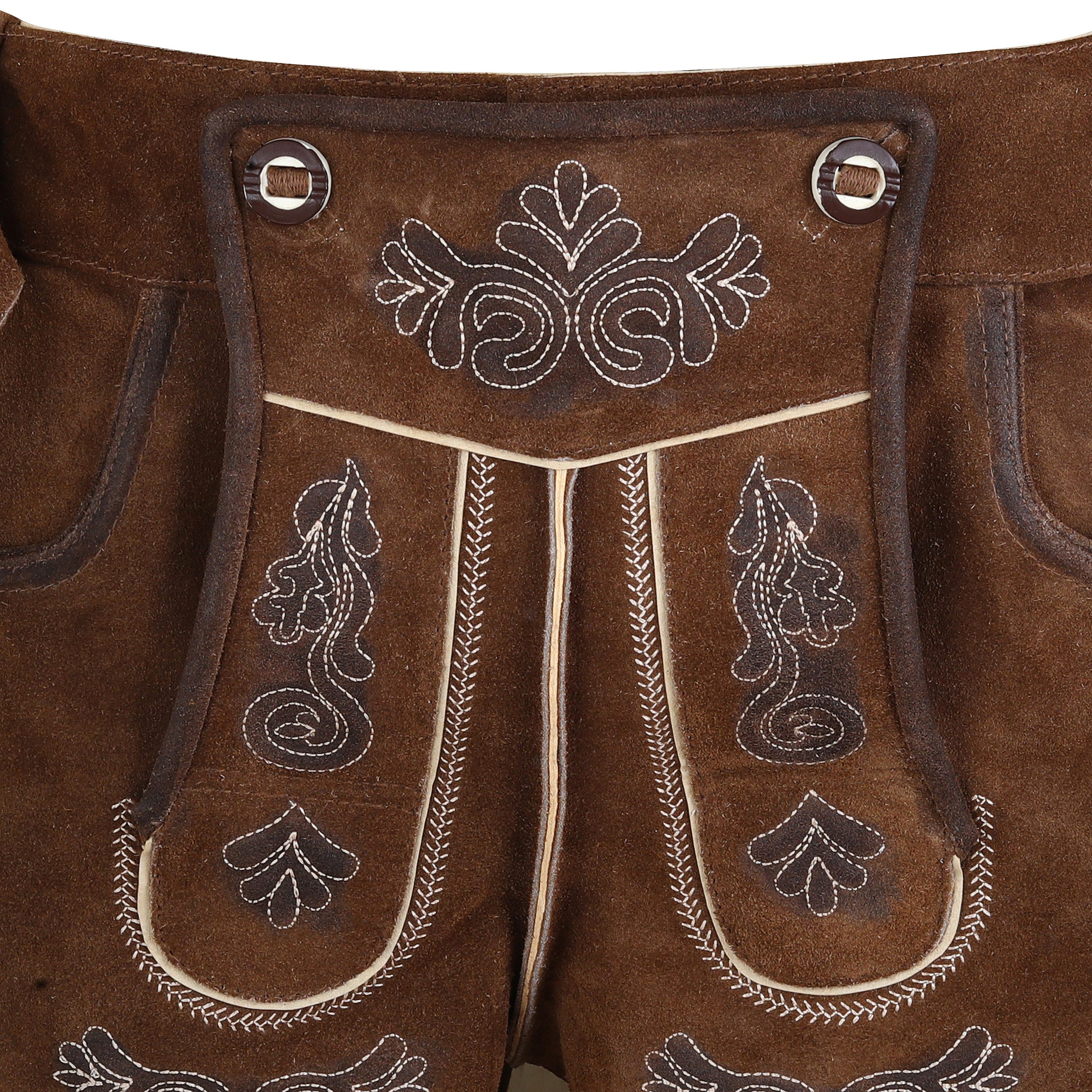 Spirit of Bavaria Trachtenlederhose Herren Trachten Lederhose kurz mit Gürtel Oktoberfest Hose 507