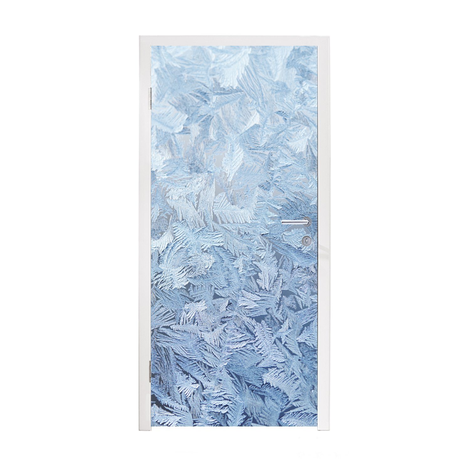 MuchoWow Türtapete Gefrorene Blätter, Matt, bedruckt, (1 St), Fototapete für Tür, Türaufkleber, 75x205 cm