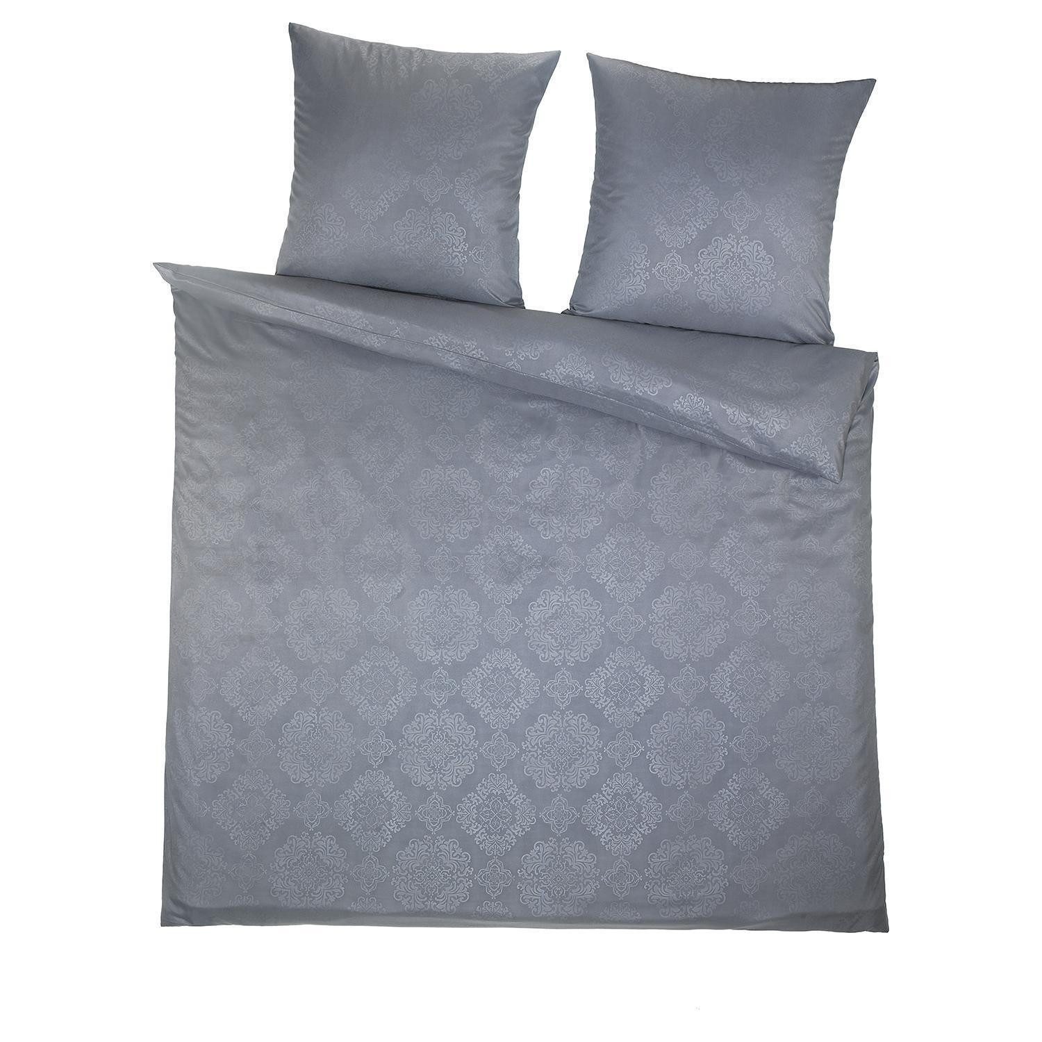 Holiday Heimtex Bettwäsche ORNAMENT, Grau, 200 x 200 cm, Prägedruck, Mikrofaser, mit Reißverschluss