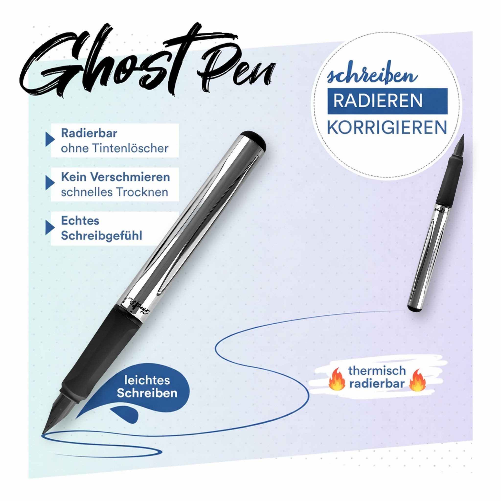McNeill Füller McNeill Ghost Pen Füller mit radierbare Tinte ergonomisch nachfüllbar