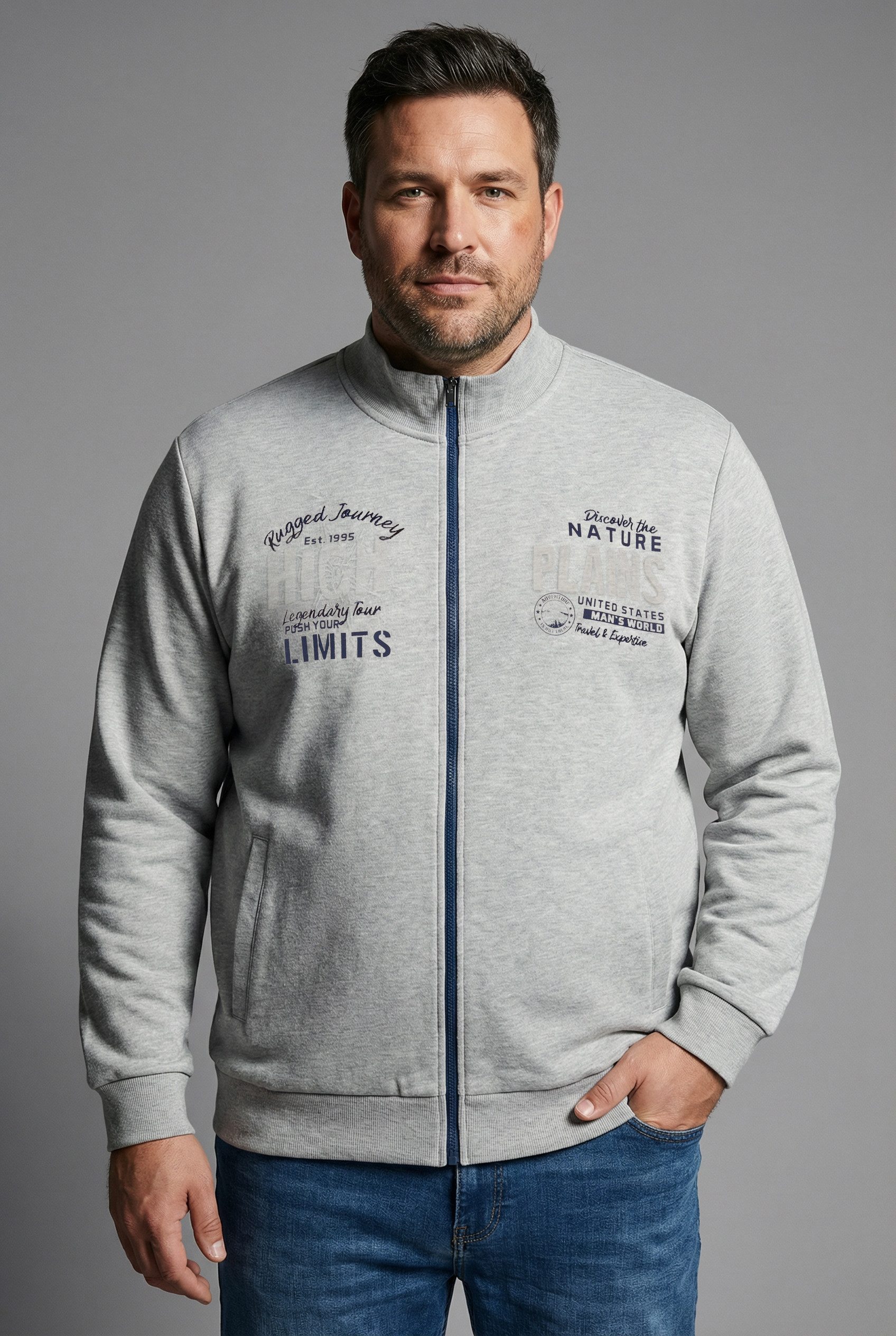 Man's World Plus Sweatjacke aus angerauter Sweatware, Regular Fit, Langarm- günstig online kaufen
