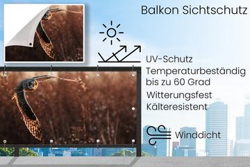 MuchoWow Balkonsichtschutz Vogel - Eule - Sonnenuntergang - Natur (1-St) Balkonbanner, Sichtschutz für den Balkon, Robustes und wetterfest