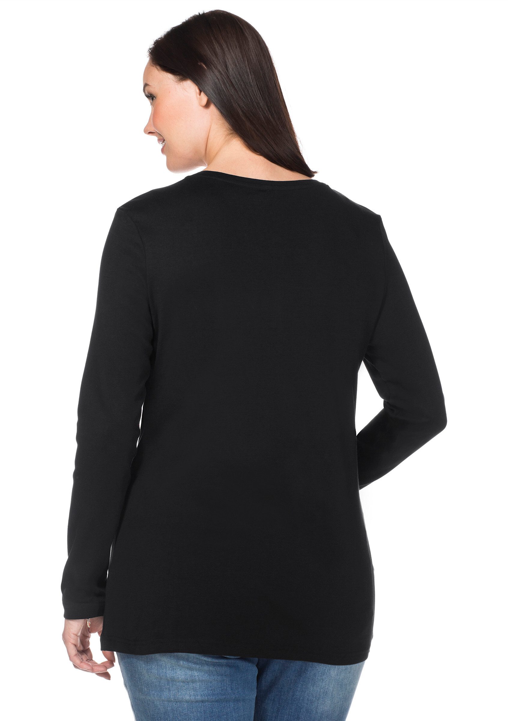 Sheego T-Shirt Langarmshirt . mit Serafinokragen günstig online kaufen