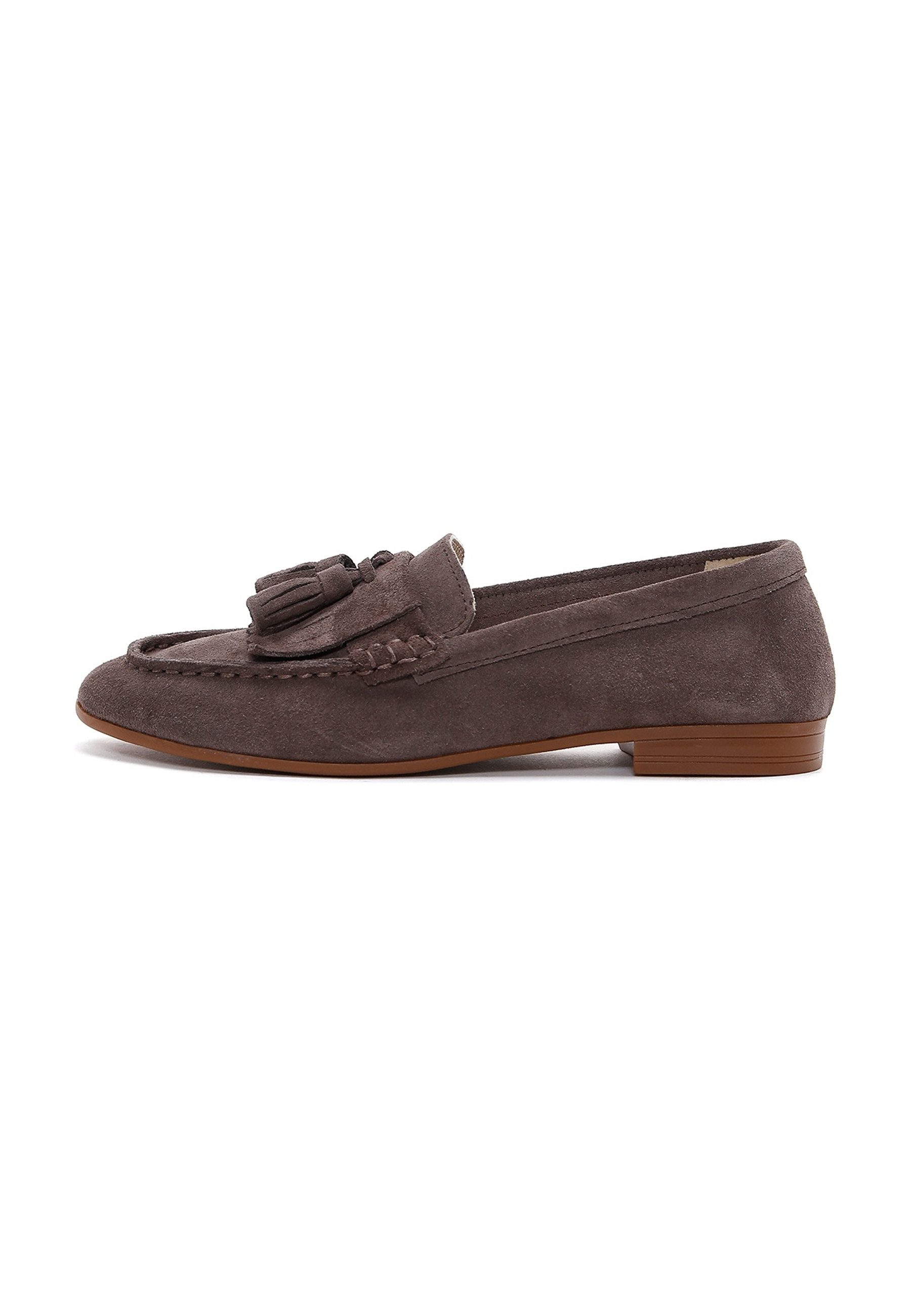 Derimod Maskuline Loafer aus Veloursleder Loafer Echtes Wildleder, Lederfutter, TPU-Sohle, Quastendetail, Slip-On-Stil