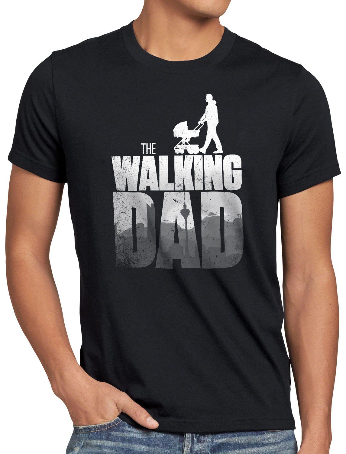 Walking Herren schwarz style3 Print-Shirt T-Shirt The zombie Dad