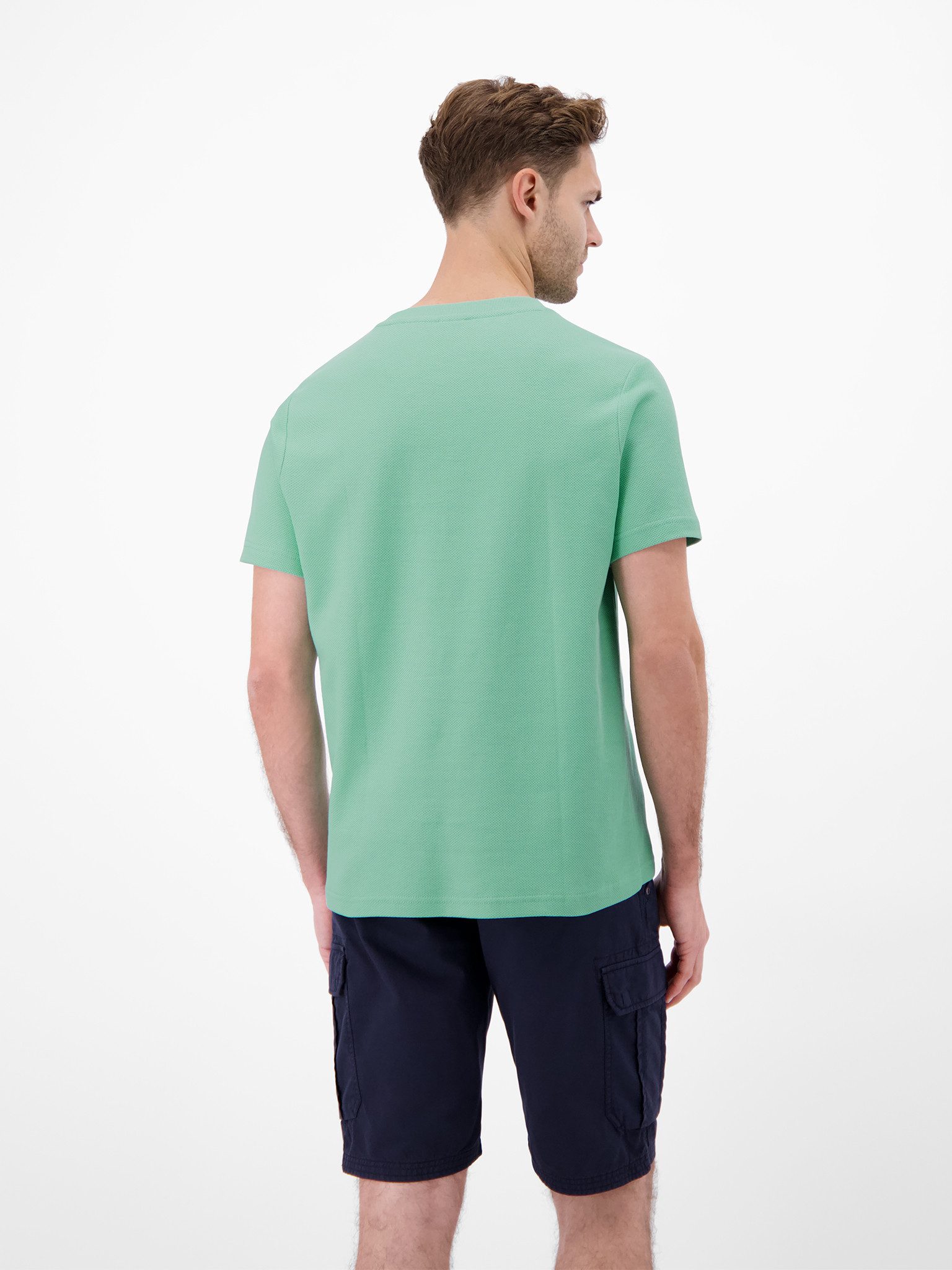 LERROS Rundhalsshirt mit Logo-Badge und in Waffle-Optik günstig online kaufen