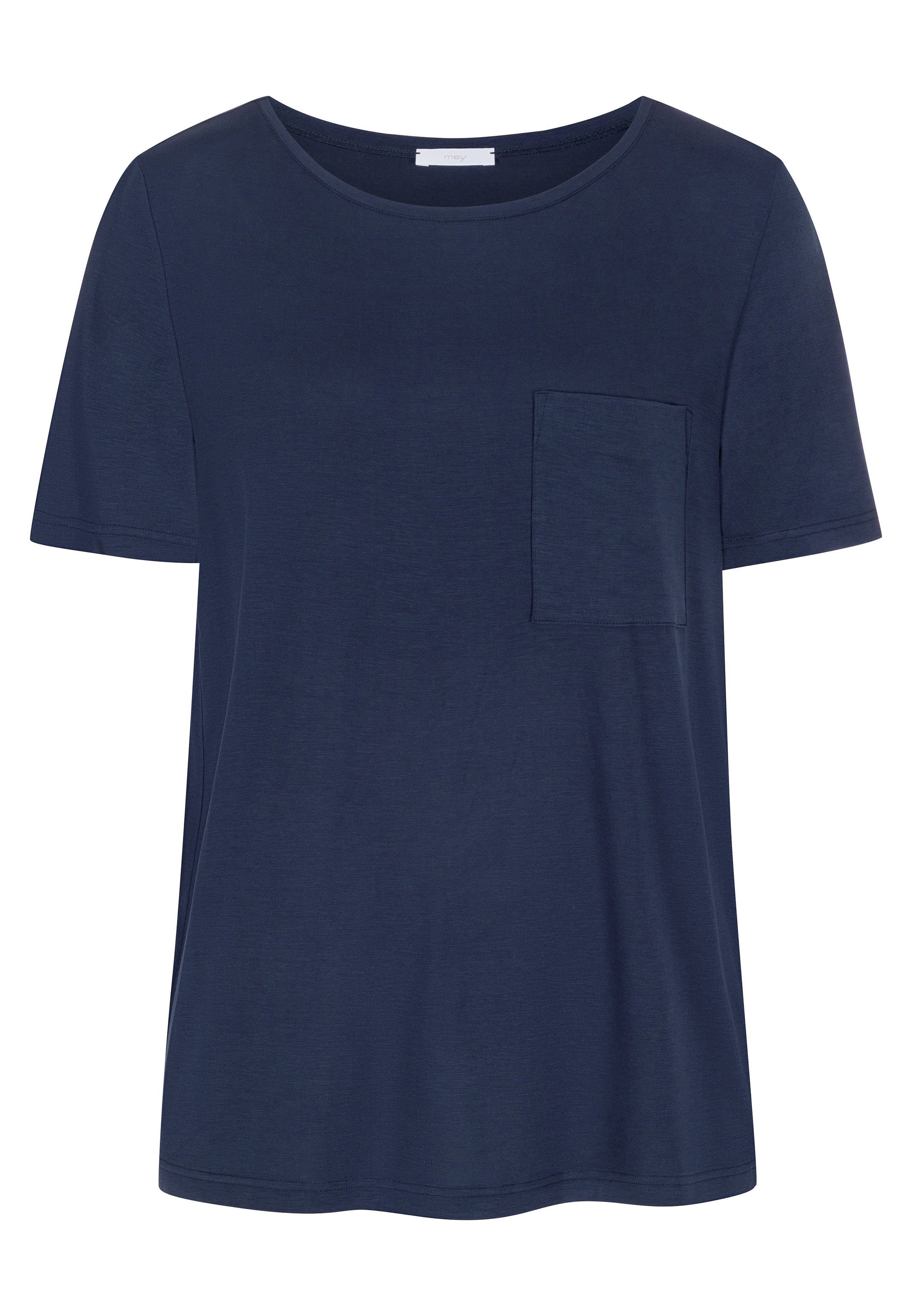 Sleepy Lounge-Shirt - Brusttasche Elin und & True Pyjamaoberteil Mey Oberteil - Halbarm Schlafanzug mit blue Easy (1-tlg)