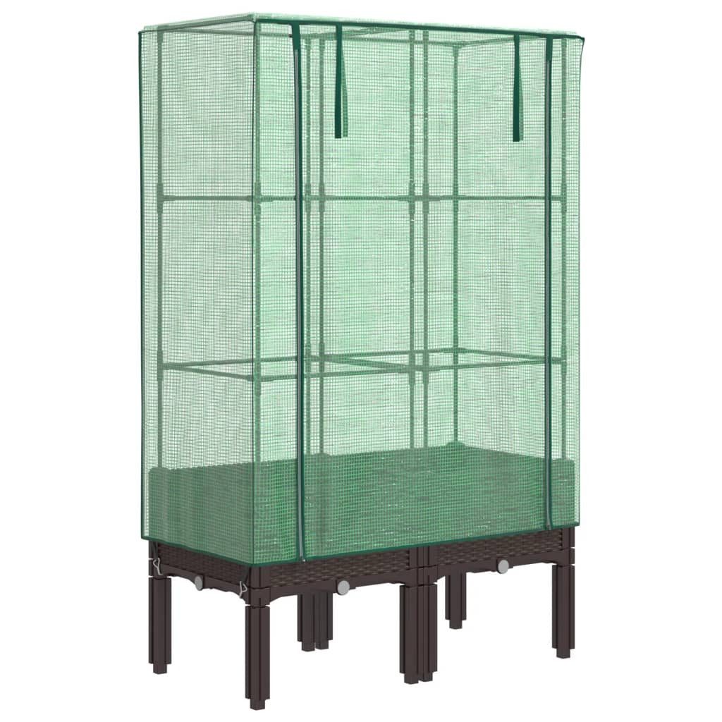 vidaXL Hochbeet Hochbeet mit Gewächshaus-Aufsatz Rattan-Optik 80x40x140 cm (1 St)