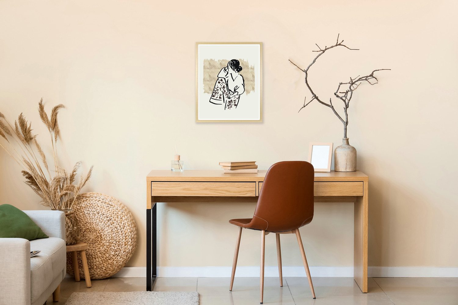 s.Oliver Bild mit Rahmen Lazy Girl, Abstrakt, Bilder von Frauen, Frau, Kunst, Menschen, Mode, Modebilder, Modern, Person, Personen (1 St), HD Premium Posterdruck mit Echtholzrahmen