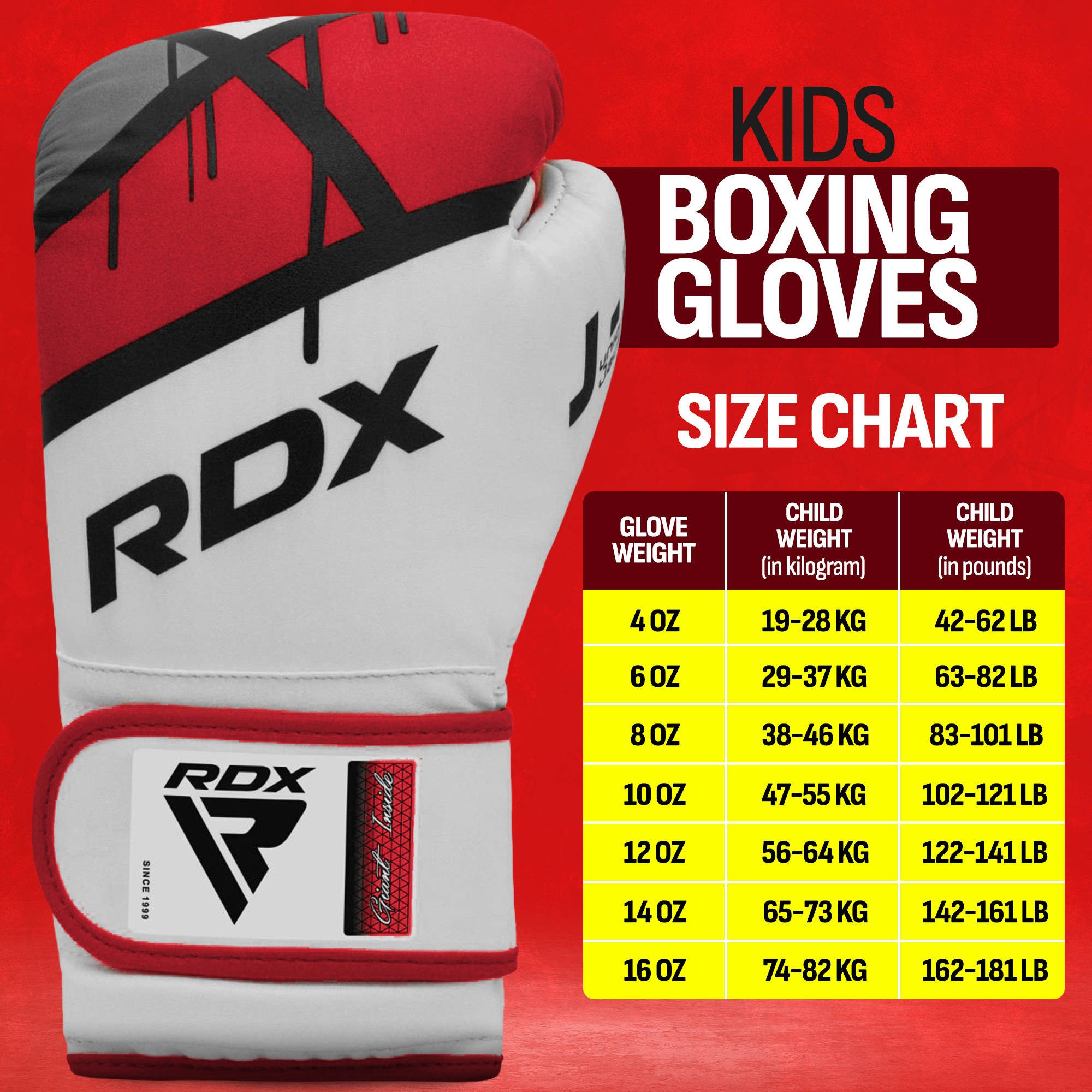 RDX Sports Kinderboxhandschuhe RDX Kinder Boxhandschuh 6oz Junior Sparring MMA Kickboxen Punch Mitt