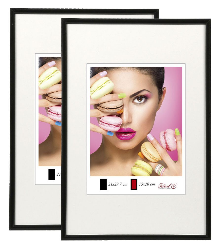 IDEAL TREND Bilderrahmen 2er 3er 5er Pack Photo Style Set Bilderrahmen Wanddeko Collage Poster, für 2 Bilder (2 St), Hochwertiger Kunststoffrahmen halbrunde Leiste Echtglas MDF-Rückwand