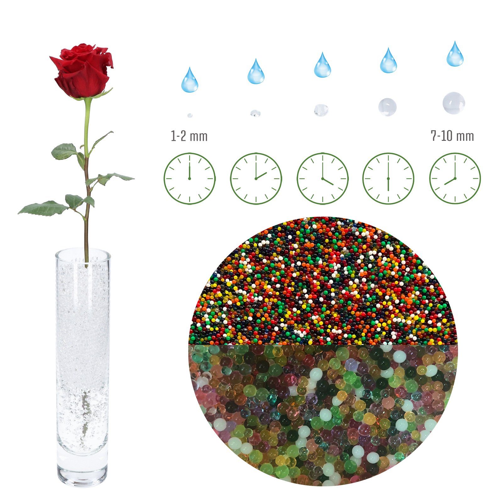 trendfinding Deko-Granulate 100 g Hydroperlen Deko Granulat, (1,5-2 mm, Mehrfarbig)
