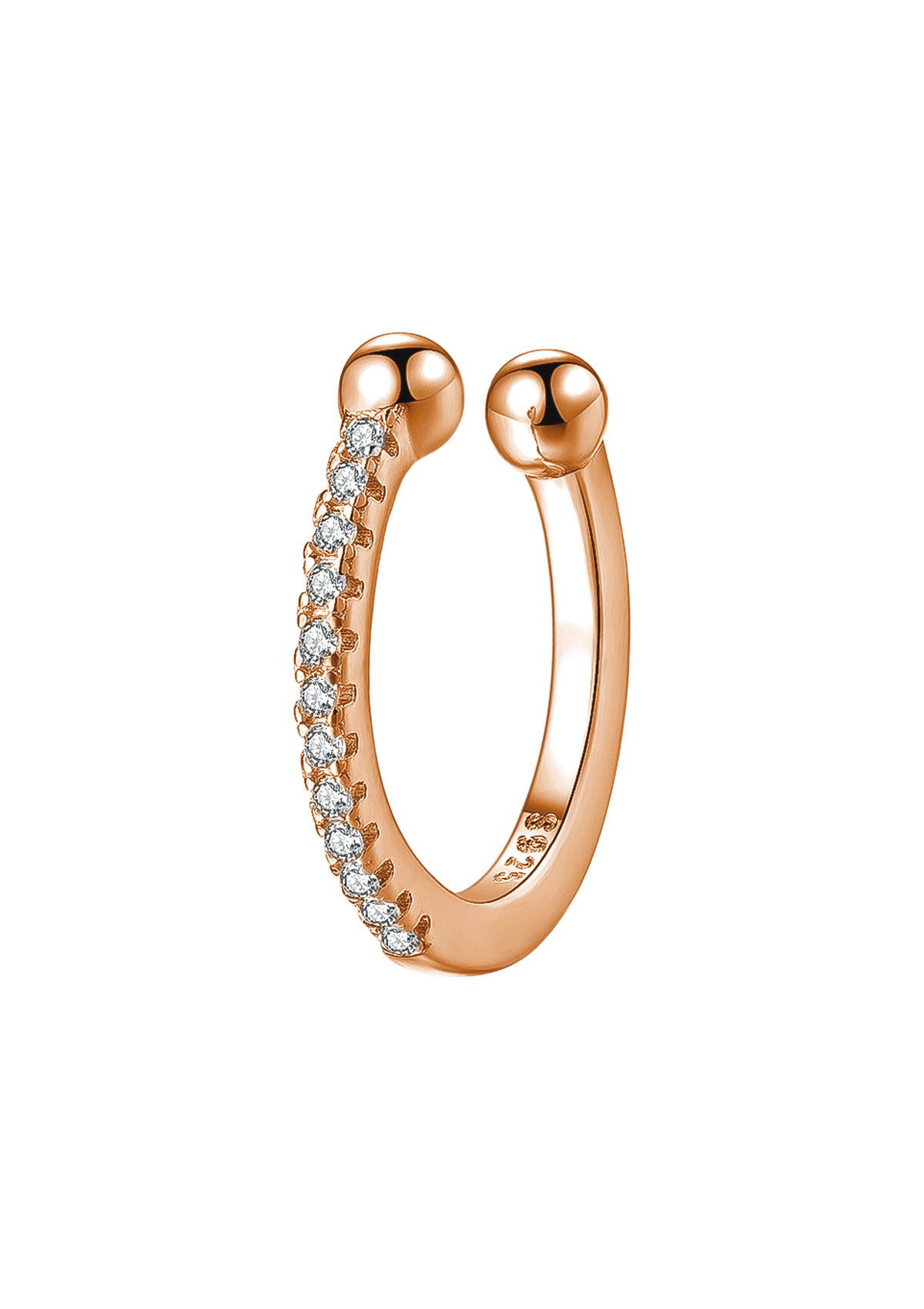 Ohrklemme Basic Single Ear Cuff Zirkonia, Fake Ohrring Silber