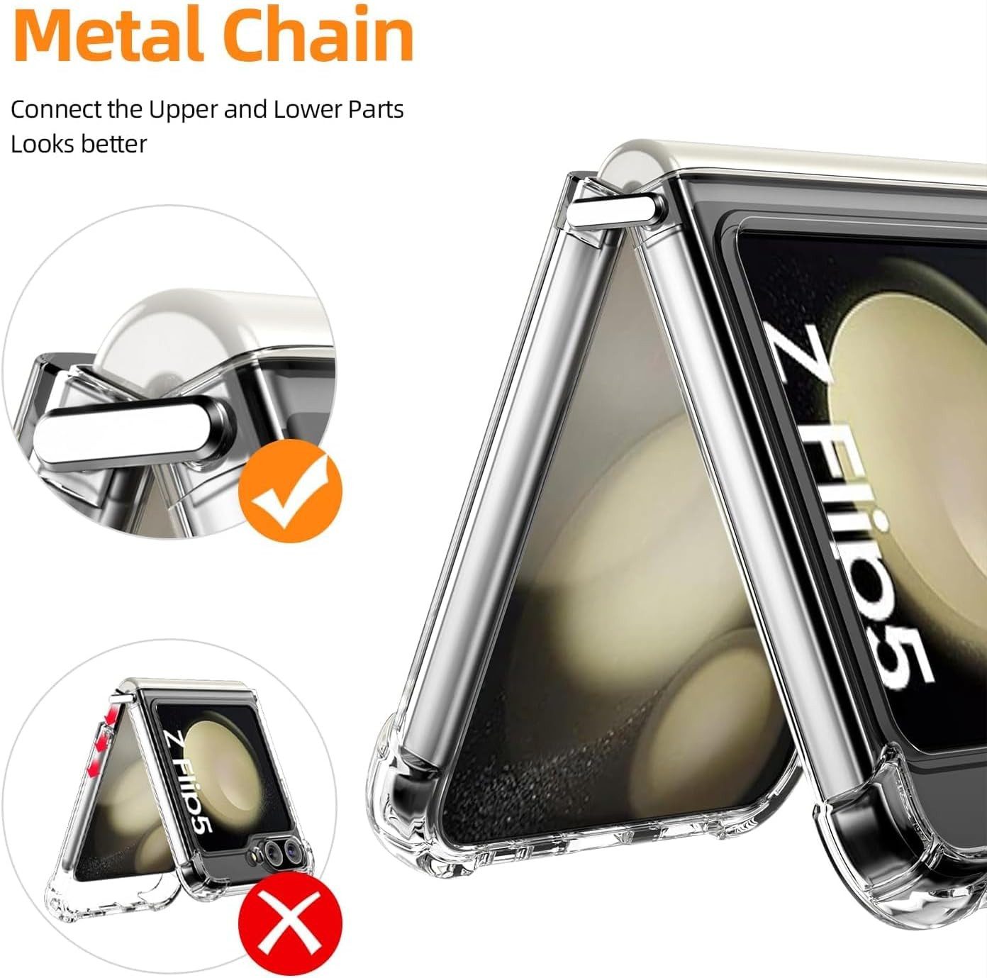 Baker Handyhülle Für Samsung Galaxy Z Flip 3, 4, 5 Transparente Schutzhülle, Anti-Kratzer Rückseite Hülle