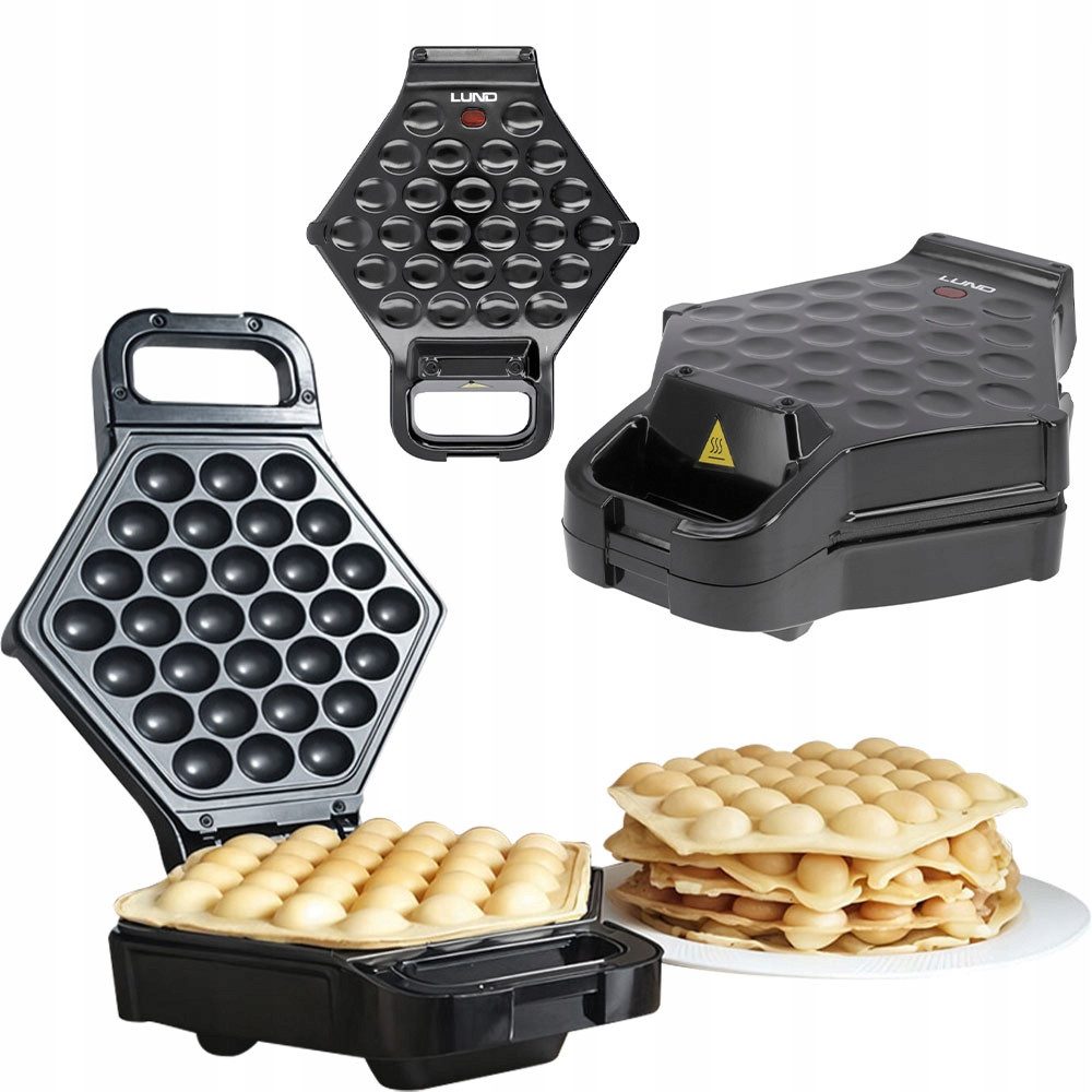 Lund 2-in-1-Kombi-Waffeleisen Bubble-Waffeleisen 700W mit Antihaftbeschichtung