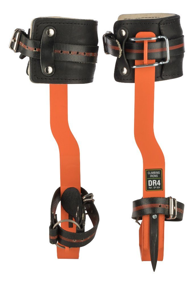TreeUp Klettergurt Stahlsteigeisen DR 4.0 Neon Orange Baumsteigeisen Forstzubehör