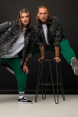 Studio Untold Jackenblazer Hemdjacke oversized Leo-Plüsch Hemdkragen Langarm