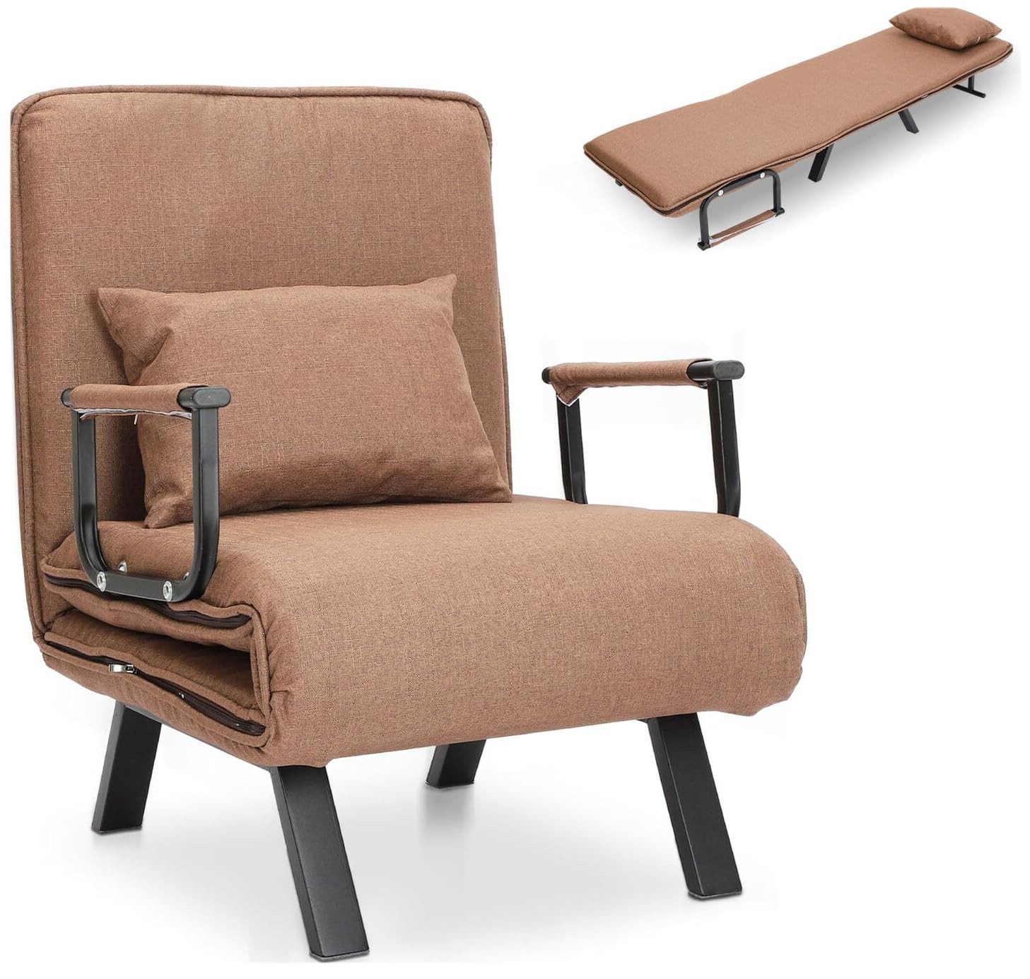 Schlafsofa 4 in 1 mit Klappsessel Schlafsofa für bis 150kg belastbar Braun