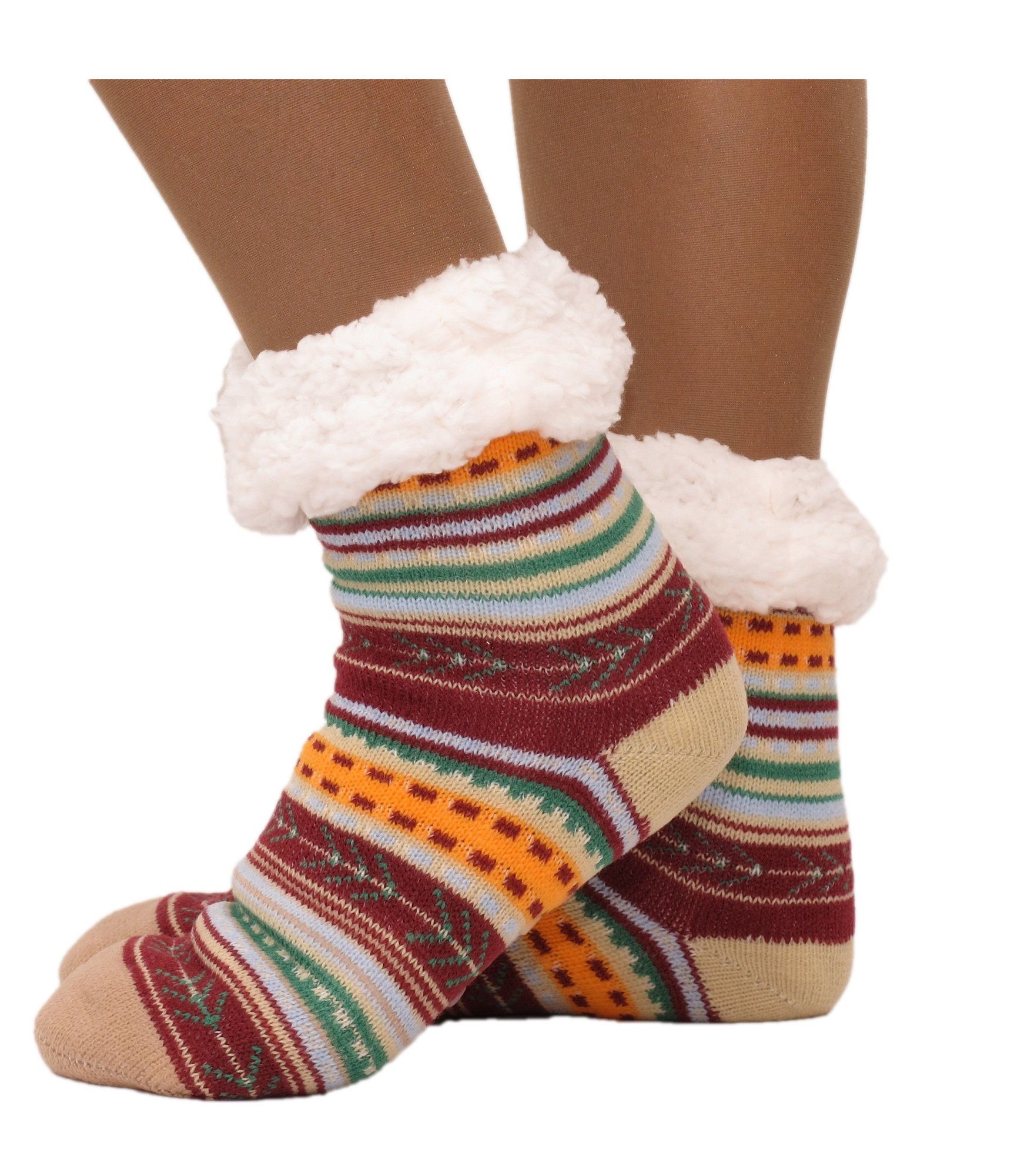 Markenwarenshop-Style Haussocken Hüttensocken Hüttenschuhe Hausschuhe India Style ABS Teddy 35-42