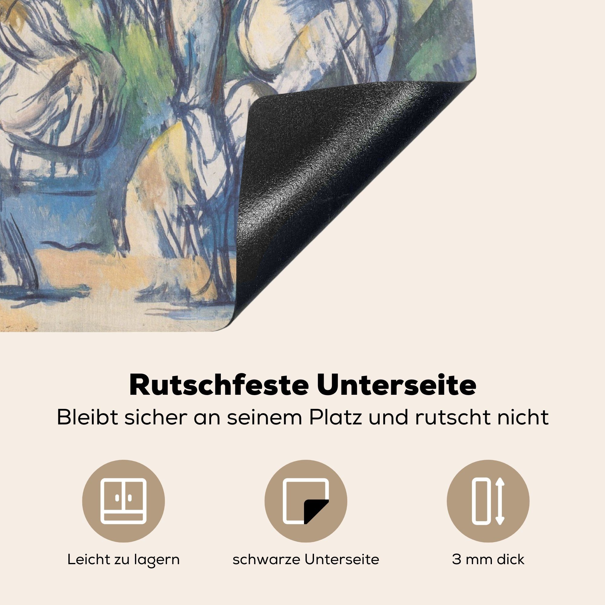 Vinyl, (1 cm, Badende 60x52 MuchoWow Mobile - nutzbar, Sieben Gemälde von Paul Ceranfeldabdeckung Cézanne, Arbeitsfläche tlg), Herdblende-/Abdeckplatte