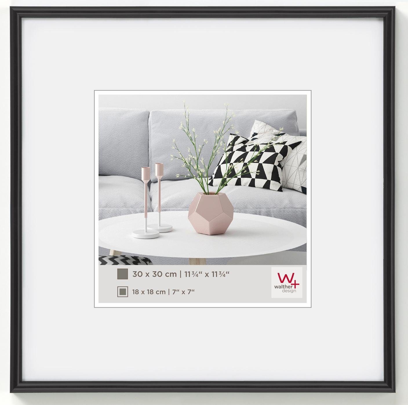 walther design Galeria Kunststoff Bilderrahmen  30x30 cm Schwarz günstig online kaufen