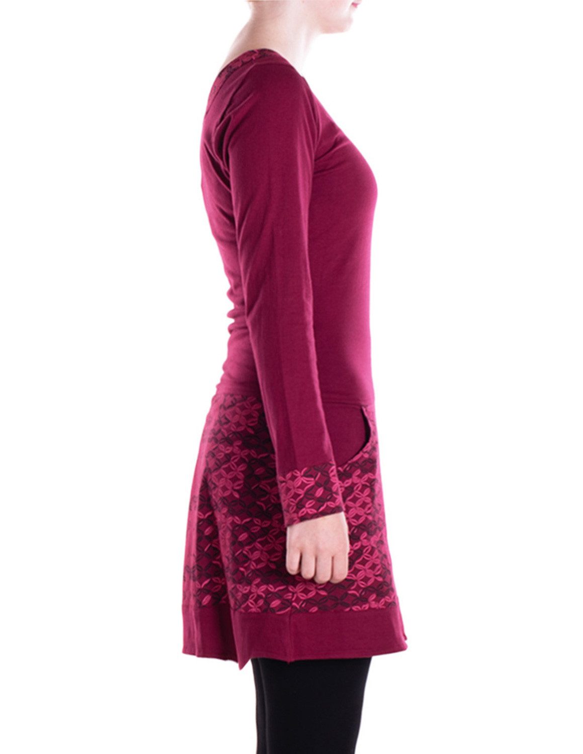 Vishes Langarmshirt Langarmshirt-Kleid Leicht Kurze Damen Kleider Langarm Tunika retro Hippie, Elfen, Boho Style, Alternative Bekleidung