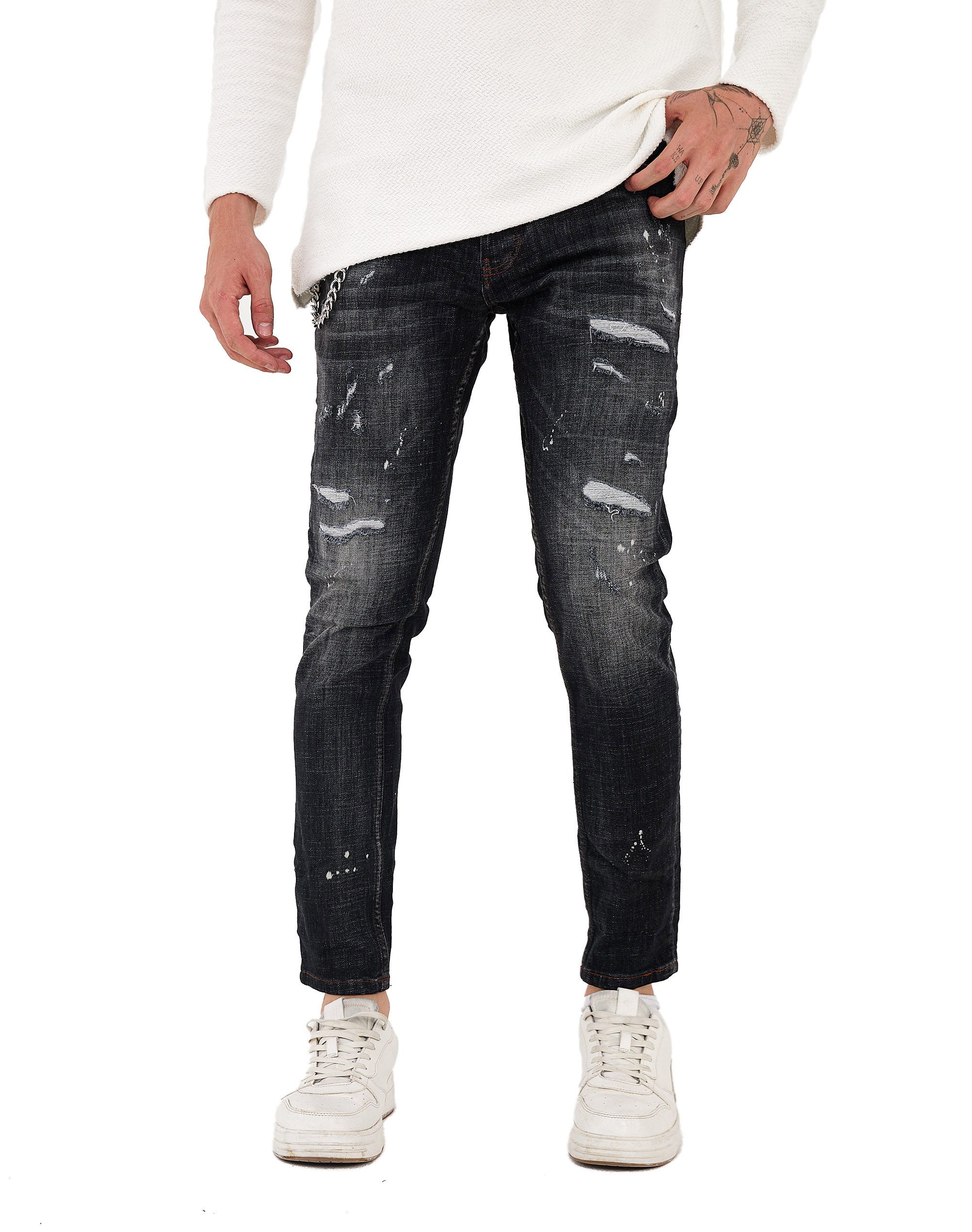 Denim Distriqt Skinny-fit-Jeans Destroyed Herren Jeans günstig online kaufen