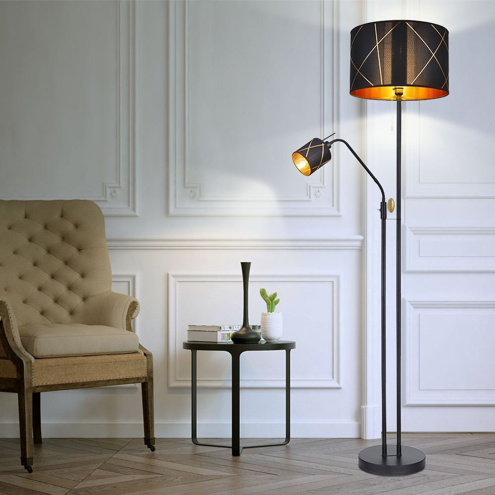 GLOBO LIGHTING Stehlampe, Leuchtmittel nicht inklusive, Stehlampe Wohnzimmer mit Leselampe Deckenfluter schwarz gold