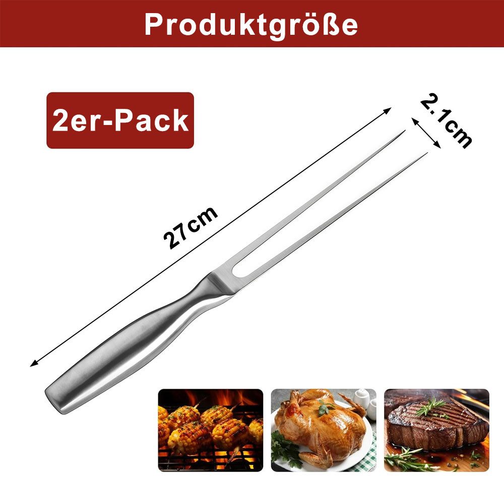 AFKSMILE Fleischgabel 2 Stück Fleischgabel Edelstahl, Tragbar Fleischgabel mit Grif, Servier Grillgabel für Grillen Tranchieren Braten Abendessen