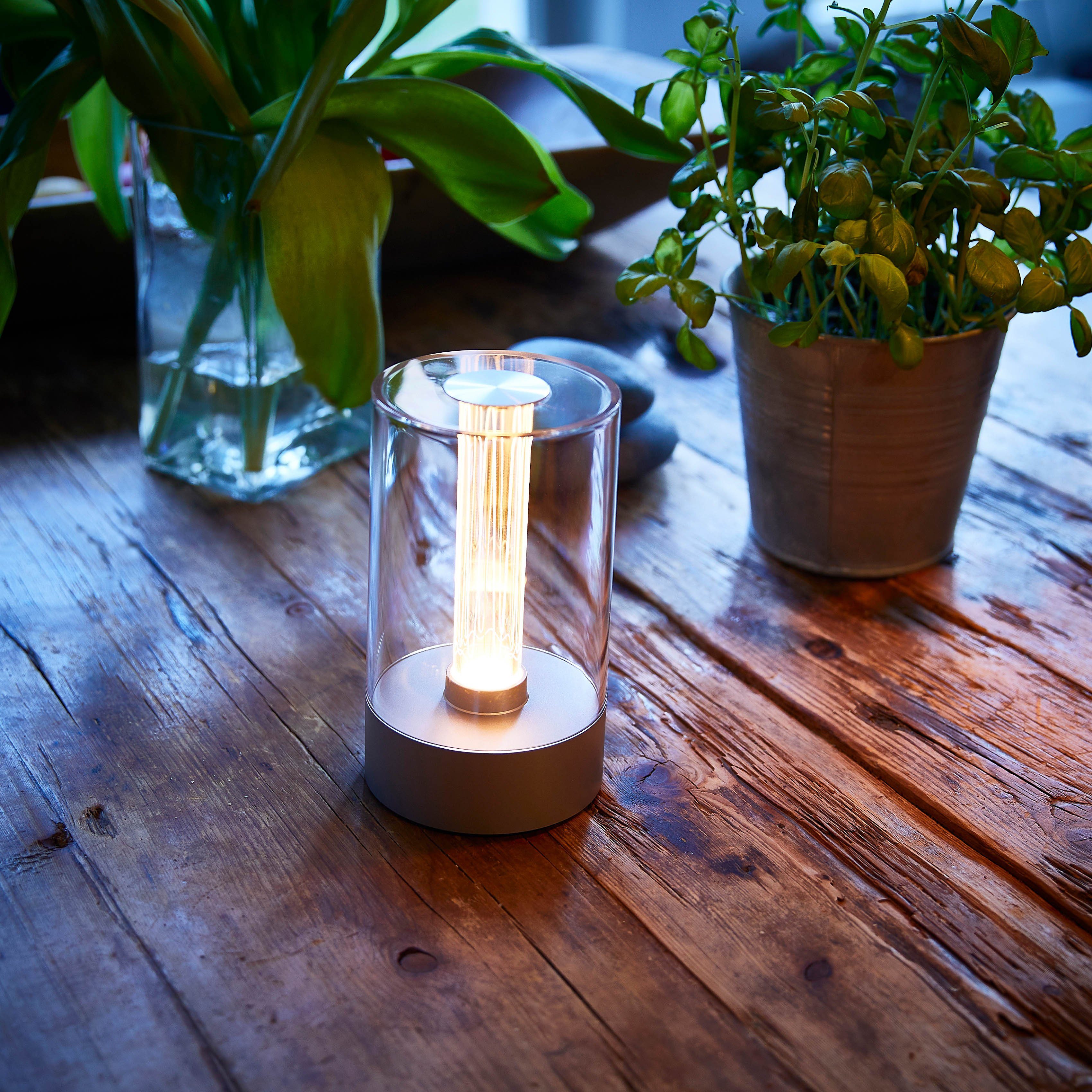 Northpoint LED Nachttischlampe LED Akku Design Tischlampe Tischleuchte mit Glühdraht aufladbarer Akku