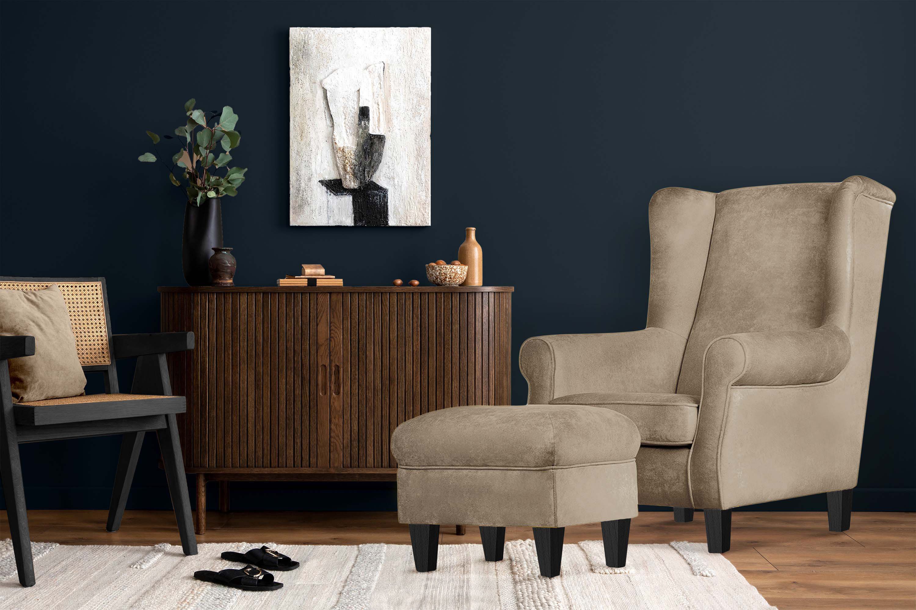 KONSIMO® Ohrensessel MILES Einzelsessel mit Sitzhocker, günstig online kaufen