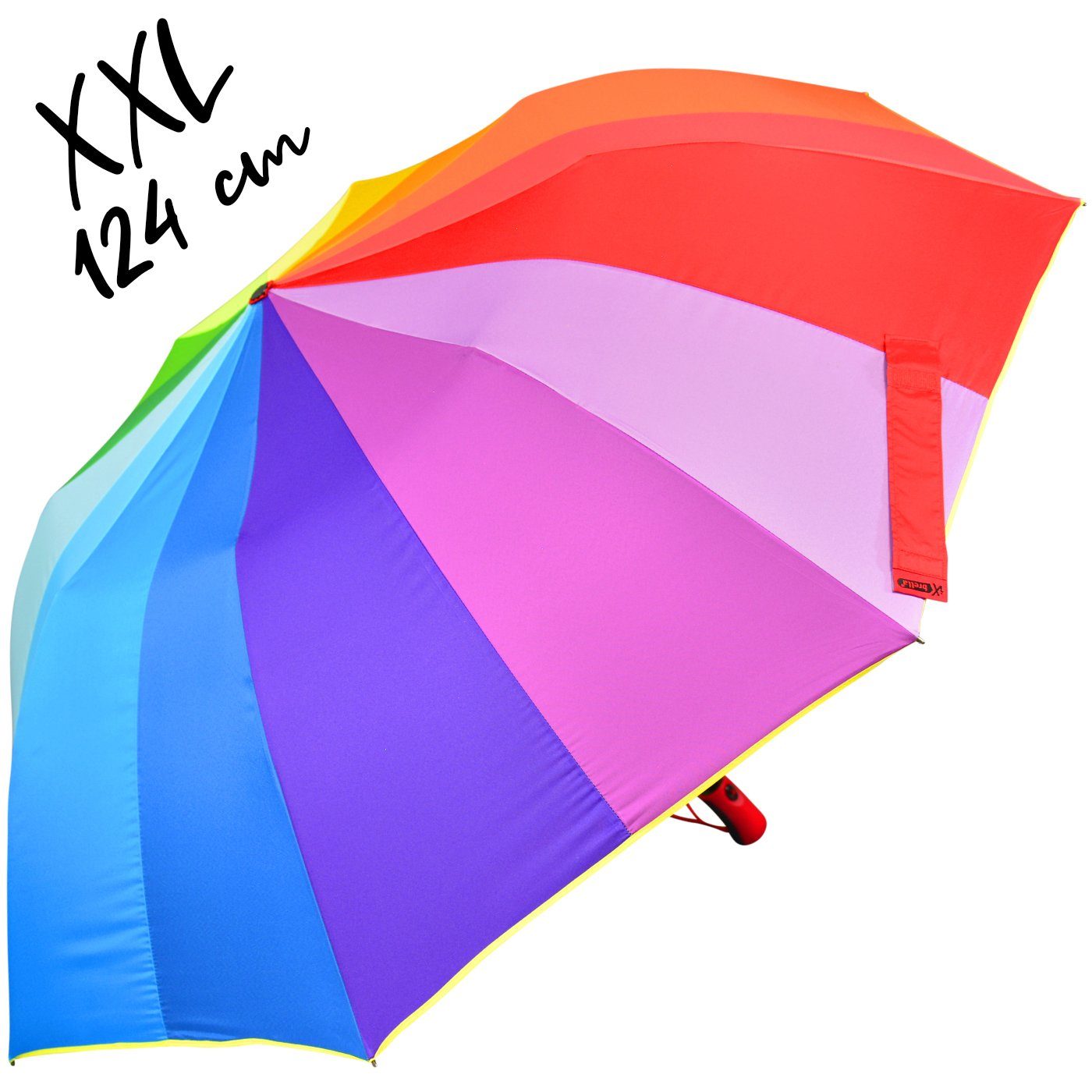 Taschenregenschirm Umhängetasche, Golf-Taschenschirm Trekking 124cm riesigem mit iX-brella bunt Dach-Durchmesser XXL mit