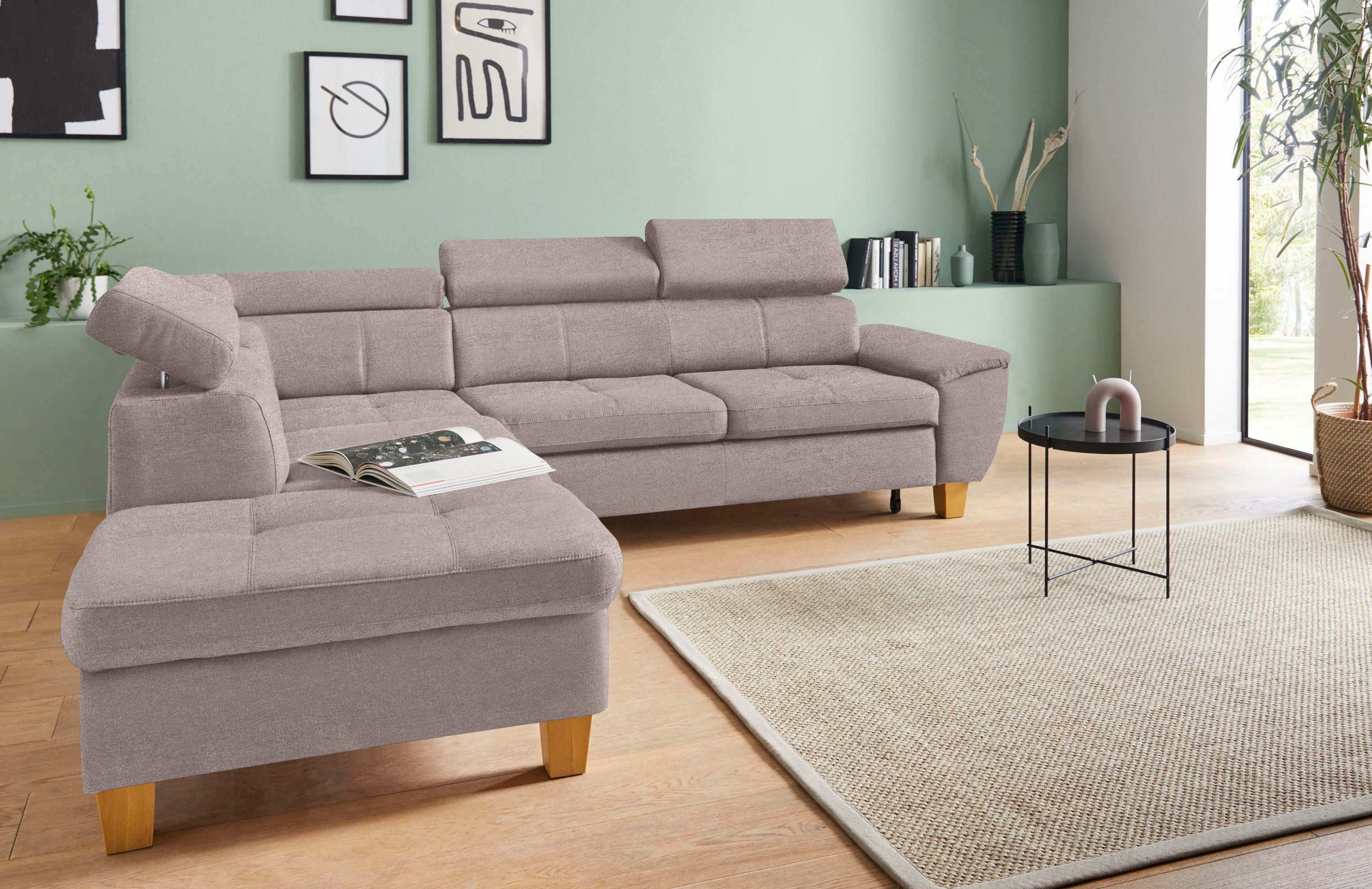 exxpo - sofa fashion Ecksofa Enya, inklusive Kopfteilverstellung, wahlweise Bettfunktion und Bettkasten