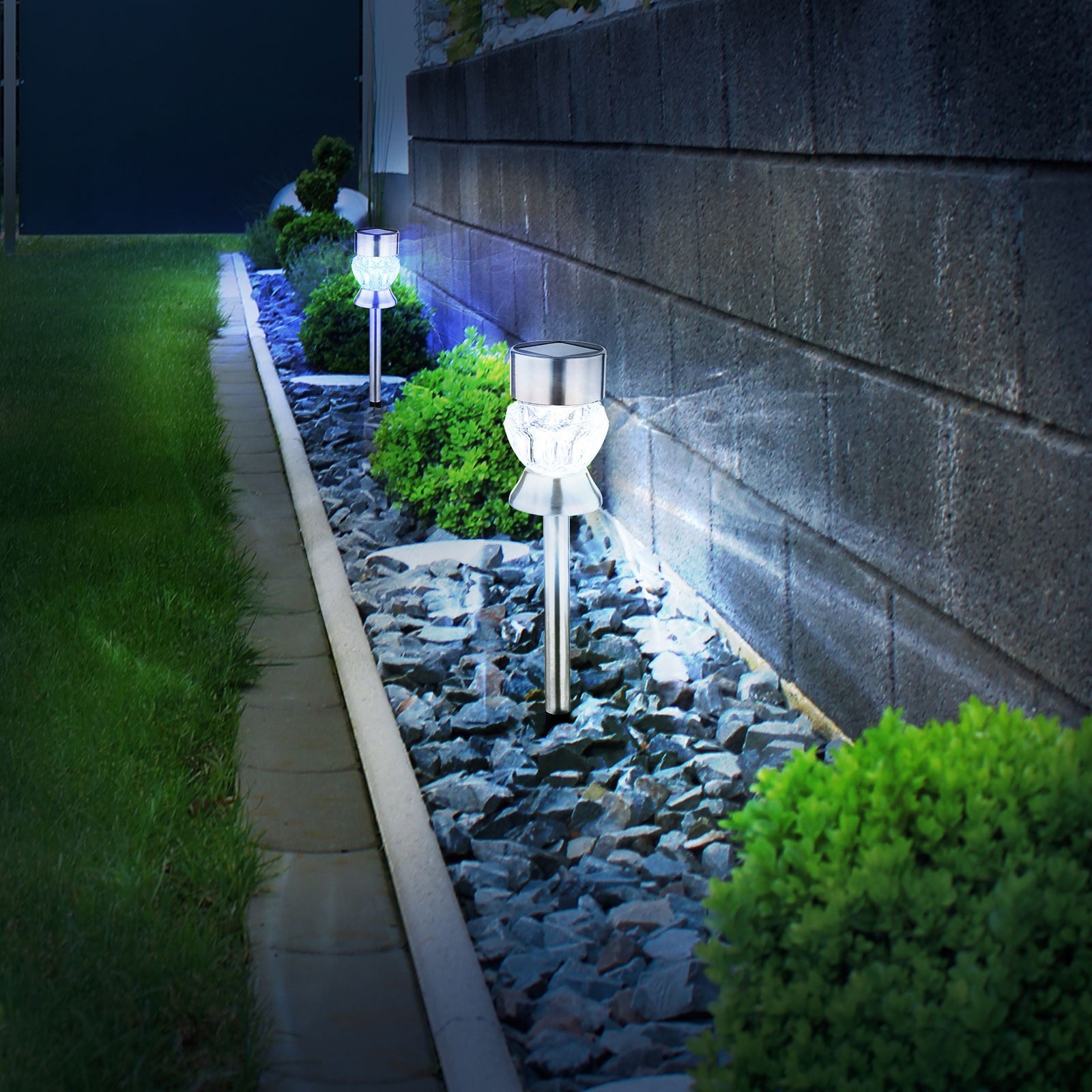 GLOBO LIGHTING LED Solarleuchte Solarleuchte Garten Solarlampe 2er Set Außenleuchte Solar