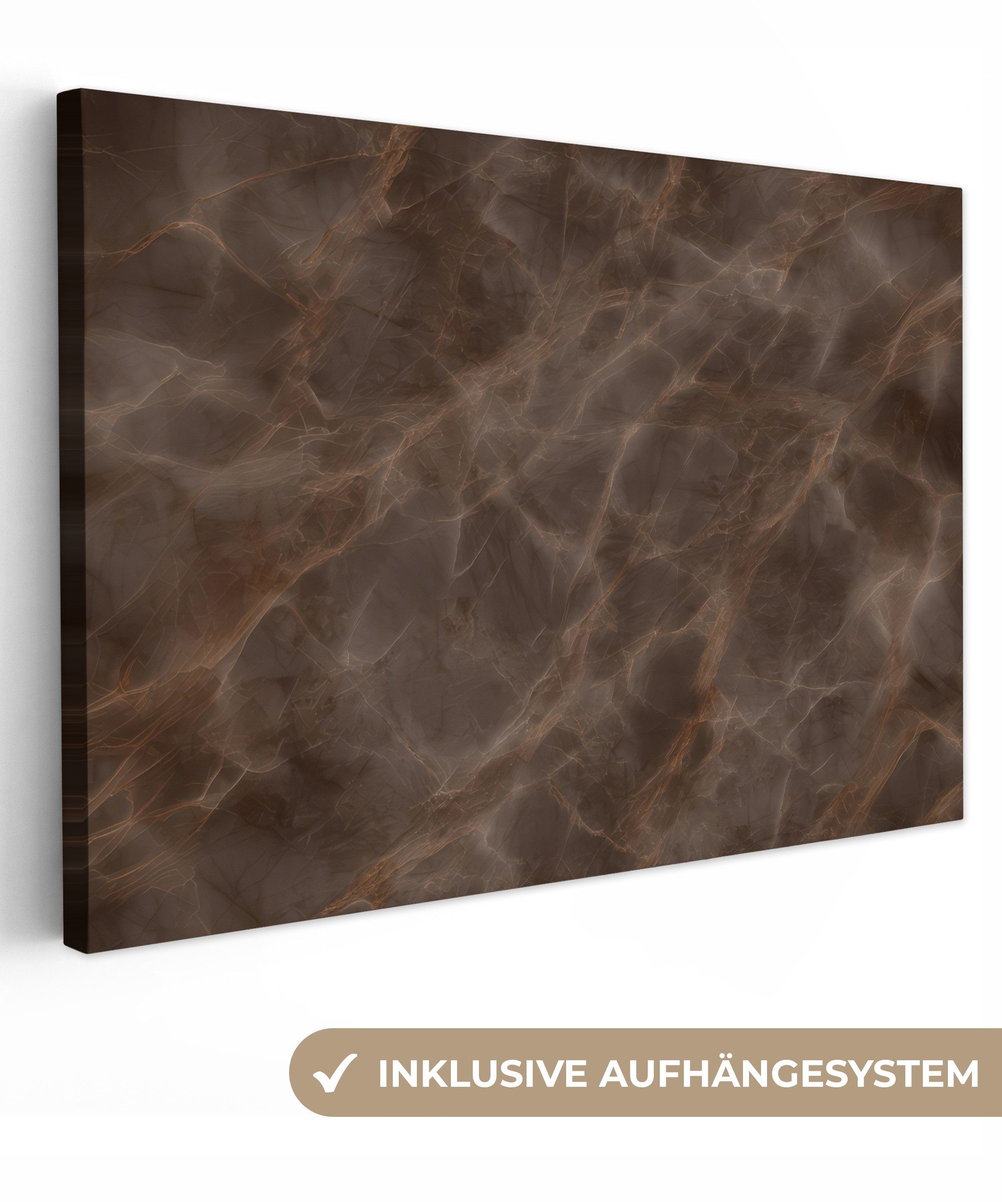 OneMillionCanvasses® Leinwandbild Brauner Marmor - Organisch - Naturstein, günstig online kaufen