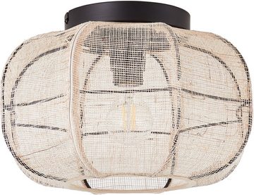Home affaire Deckenleuchte Rouez, ohne Leuchtmittel, Deckenlampe mit 33cm Durchmesser, Schirm aus Textil - schwarz/natur
