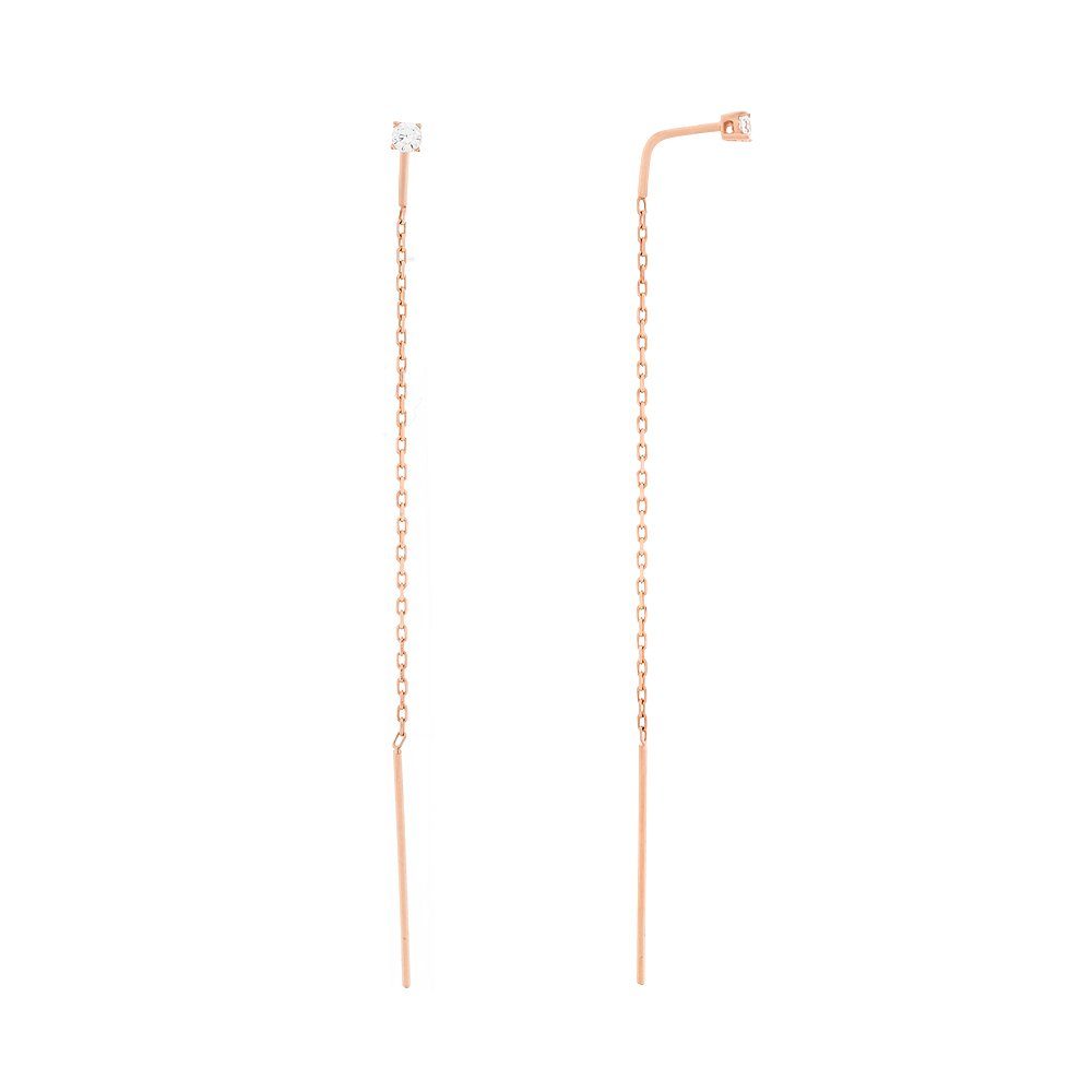 Golders Paar Ohrhänger Ohrringe aus 585 Rotgold mit Zirkonia (Set, 2-tlg), Damen Gold Schmuck Geschenk