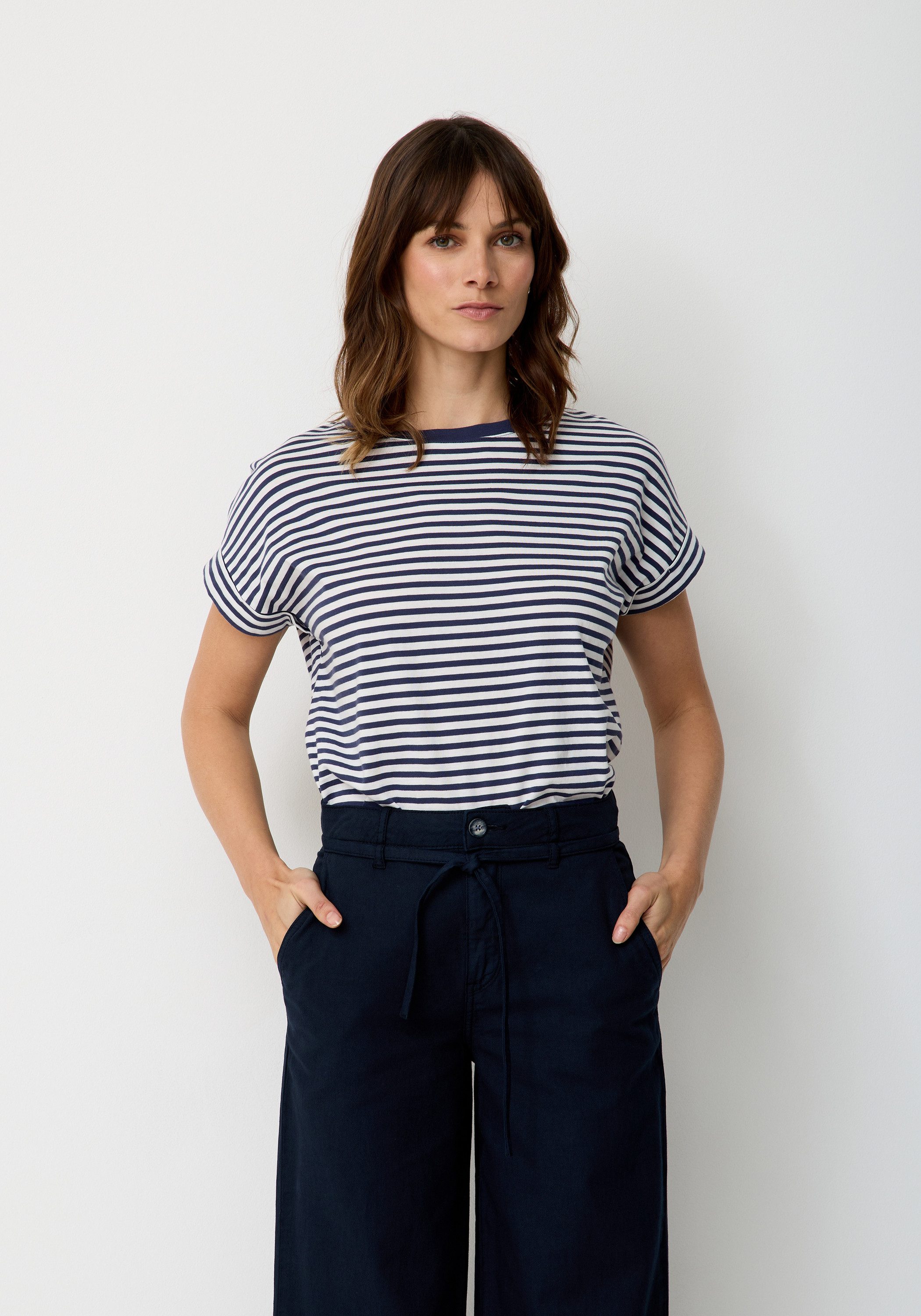 Paddock's Kurzarmshirt Gestreiftes Damen T-Shirt mit umgenähten Ärmeln