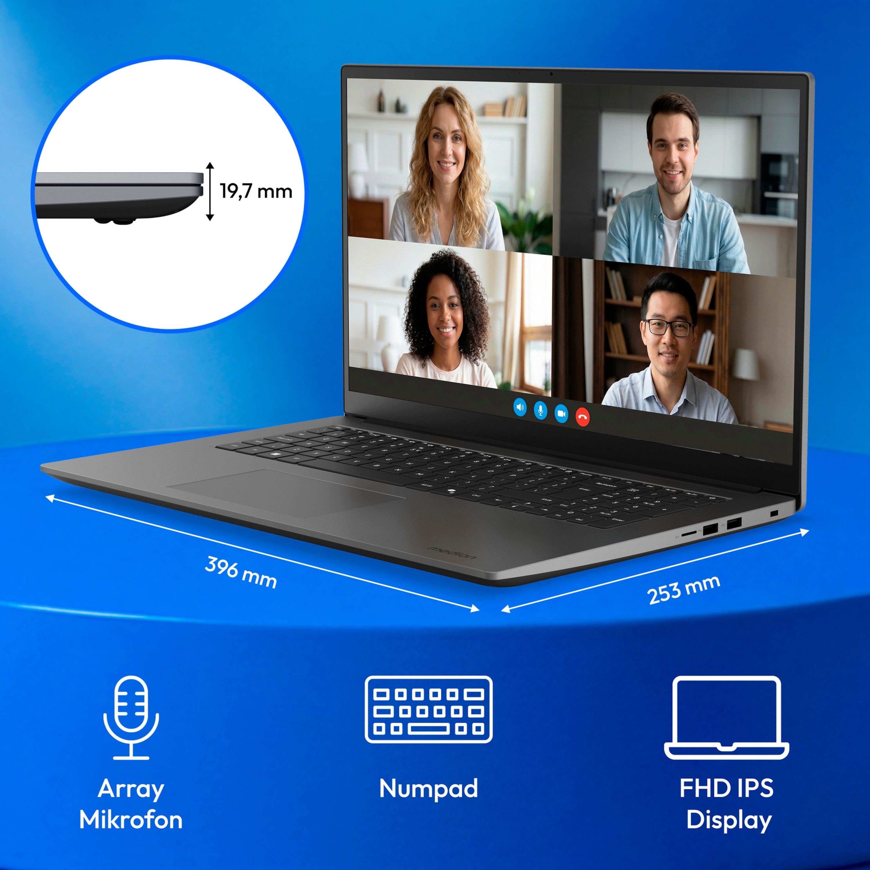 Medion® MEDION Avantum 17 E1 43,9 cm (17,3 Zoll) Full HD Laptop (Ryzen 7 Notebook (43.9 cm/17.3 Zoll, AMD AMD Ryzen 7 Ryzen 7 7730U, integr. AMD Radeon Grafik, 16 GB, 1000 GB SSD, Full-HD Display, AVANTUM_17_E1, kein Netzteil im Lieferumfang)