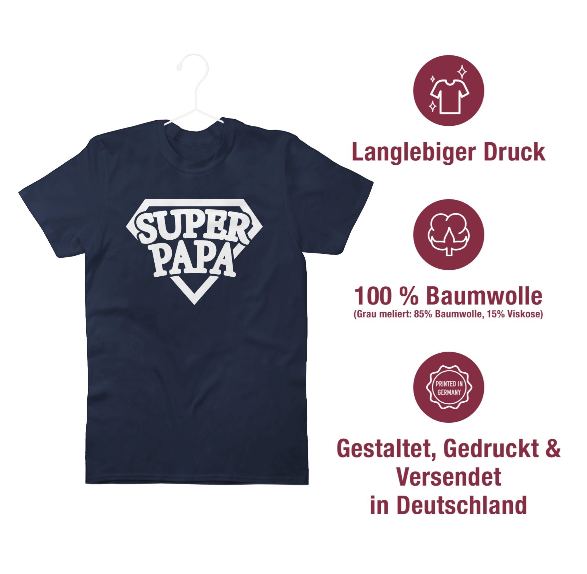 Blau T-Shirt Geschenk Super Papa für Navy 2 Vatertag Shirtracer Papa - Superheld