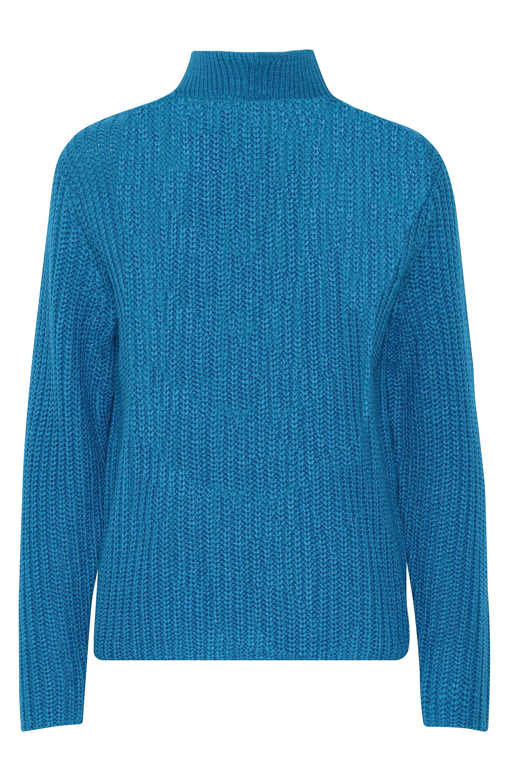 Blau b.young Pullover Strickpullover 6677 Reißverschluss Troyer in Grobstrick Sweater mit Kragen