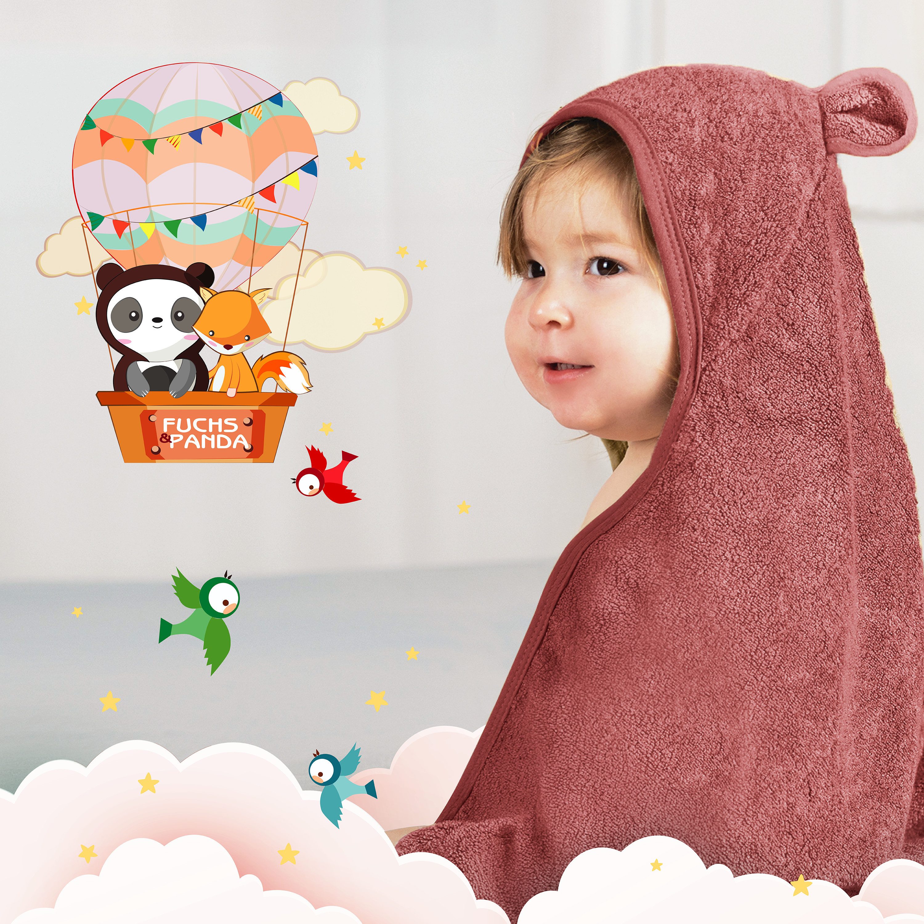 Fuchs & Panda Kapuzenhandtuch Kapuzenhandtuch Baby EXTRA dick, warm & weich aus 100% Bambus, 100% Bambus: Antimikrobiell, Atmungsaktiv, Hypoallergen, Superweich